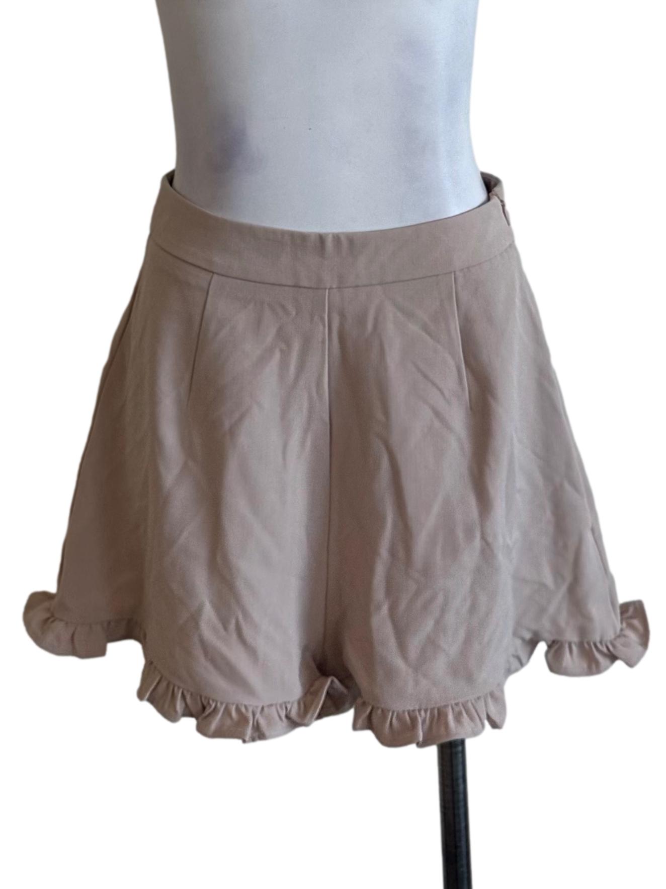 Light Beige Ruffle Shorts