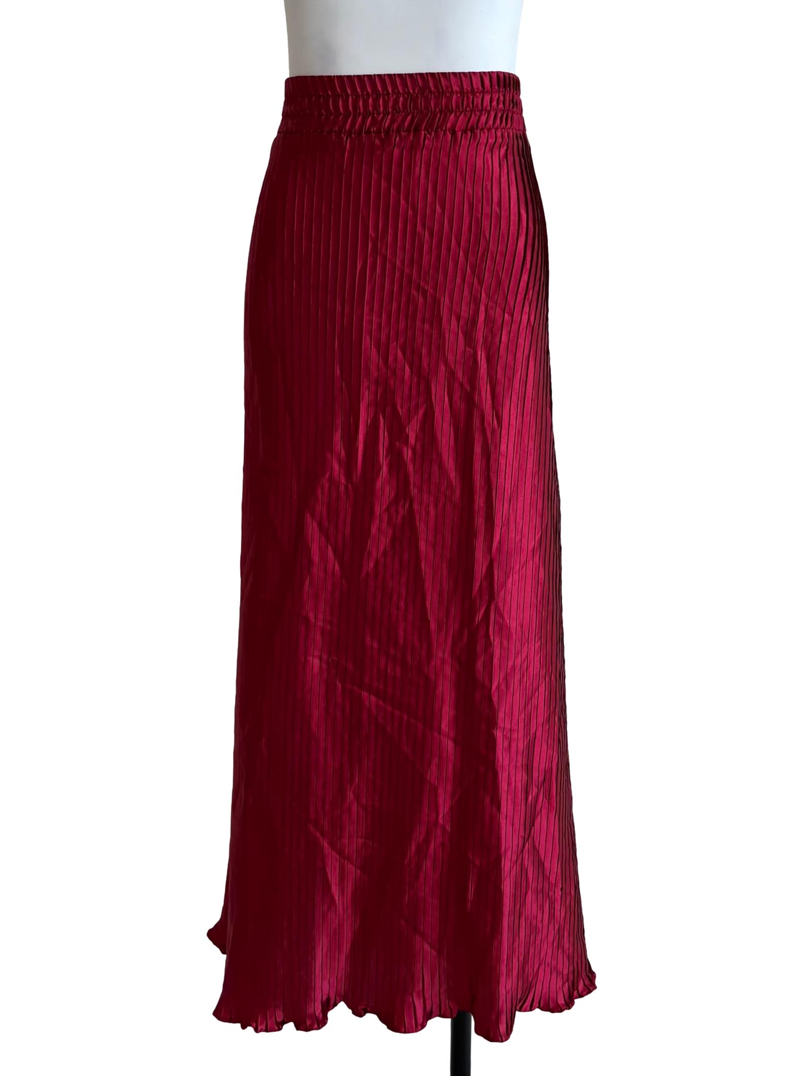 Cherry Red Pleated Skirt