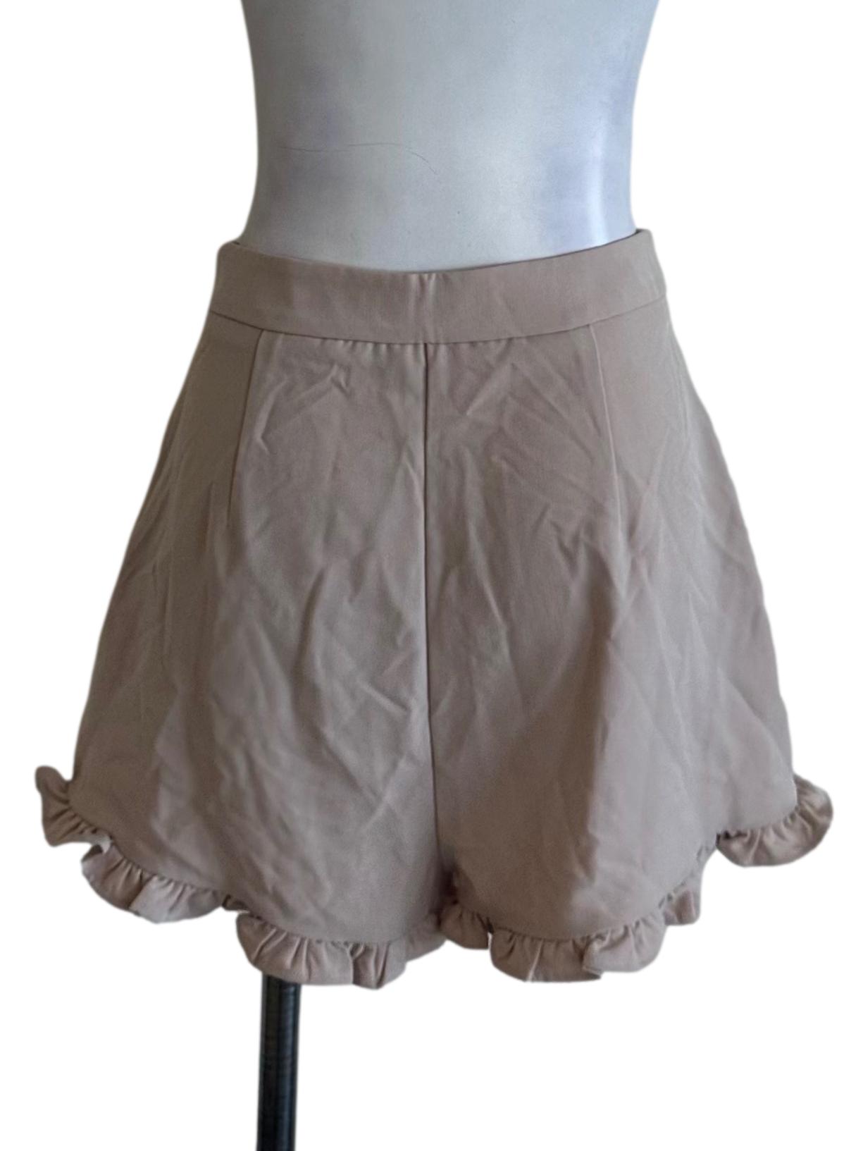Light Beige Ruffle Shorts