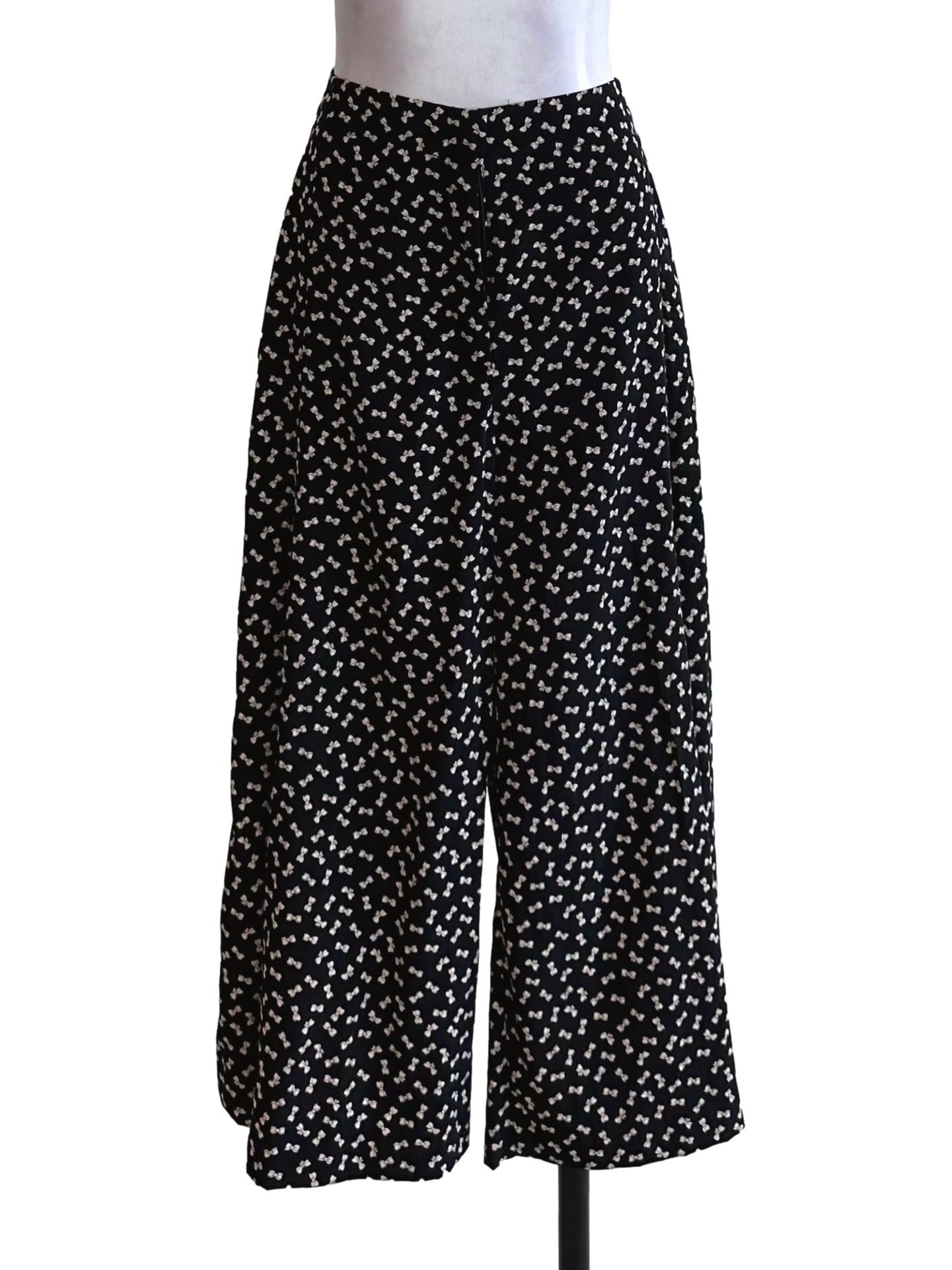 Raven Black Ribbon Pattern Pants