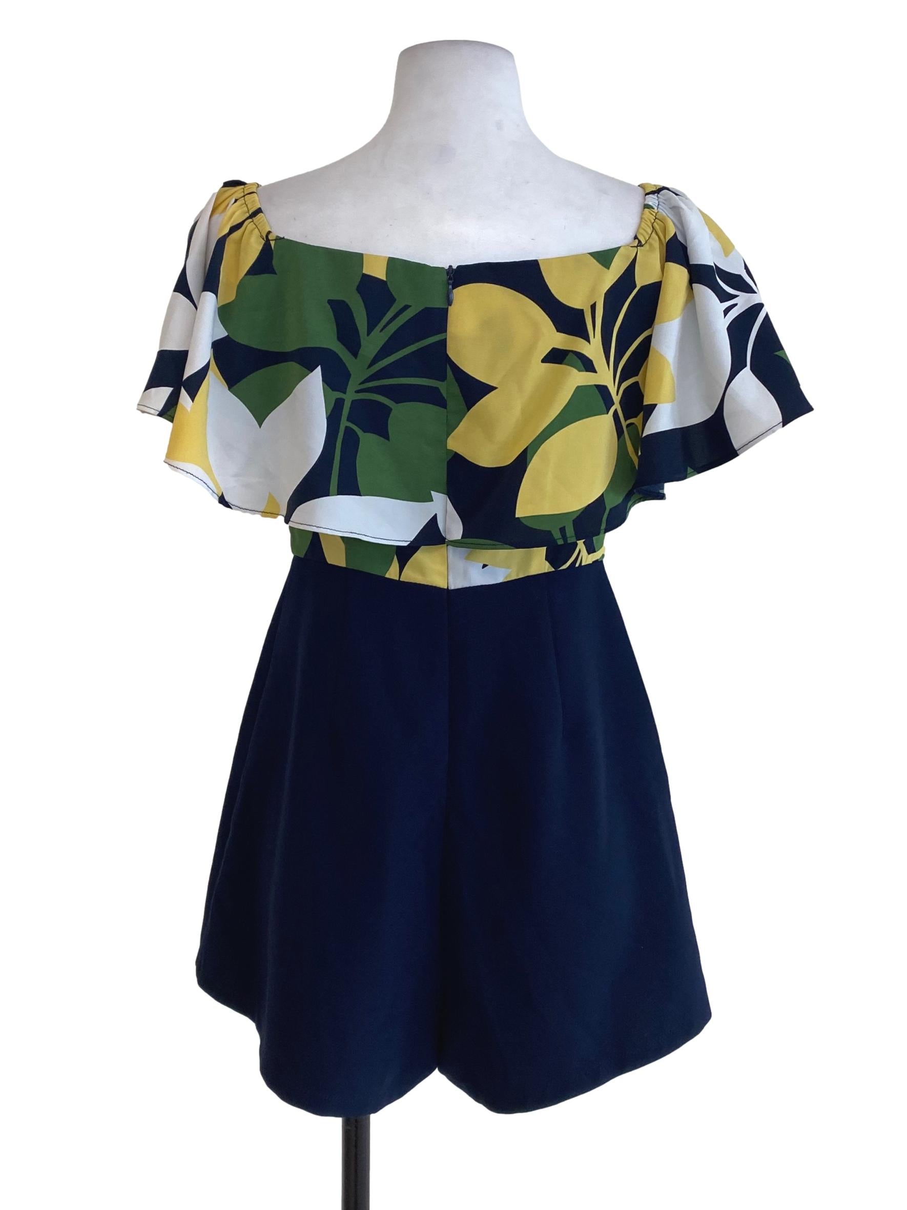Navy Blue Floral Rompers
