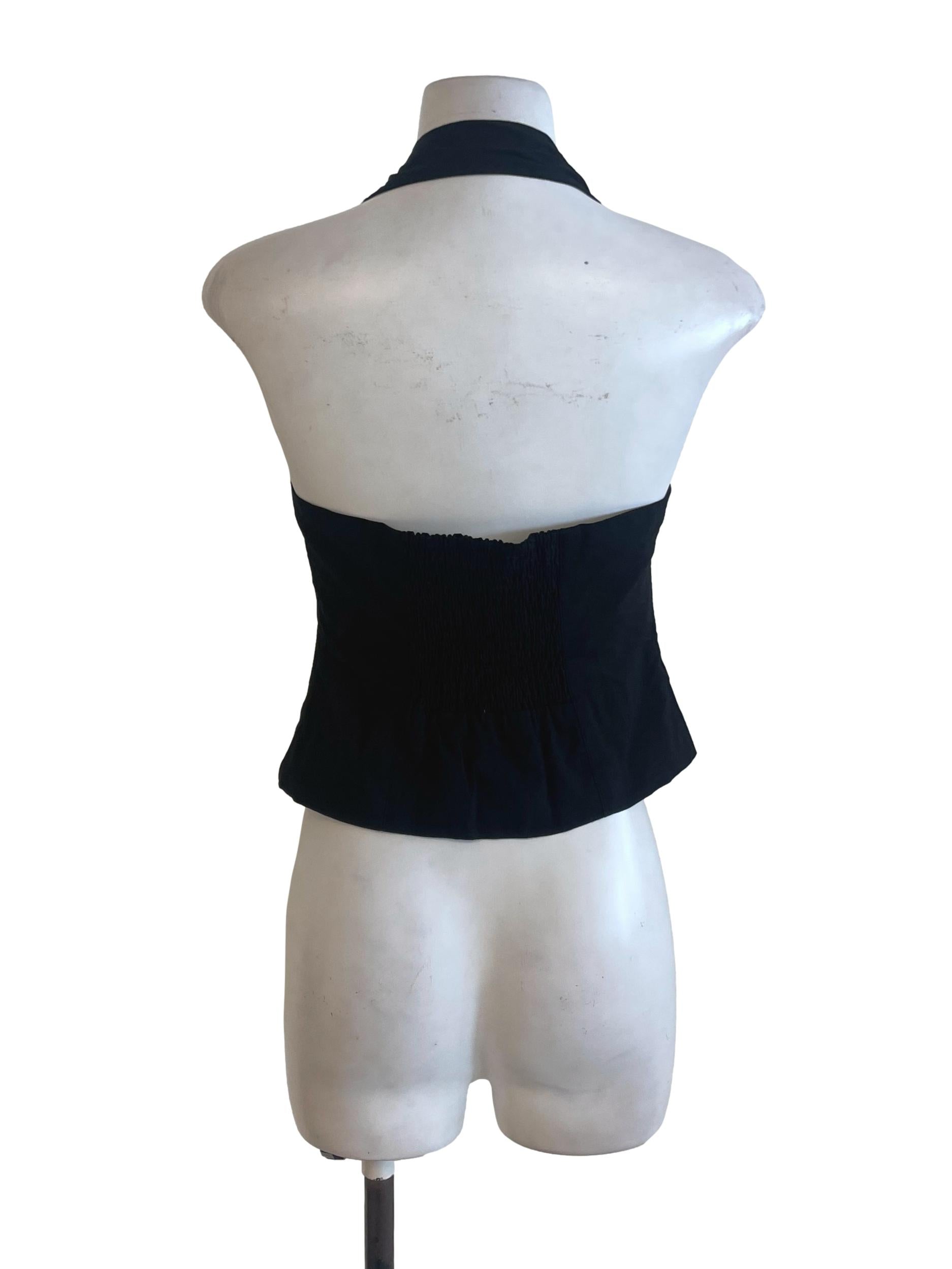 Black Corset-Style Crop Top TTR