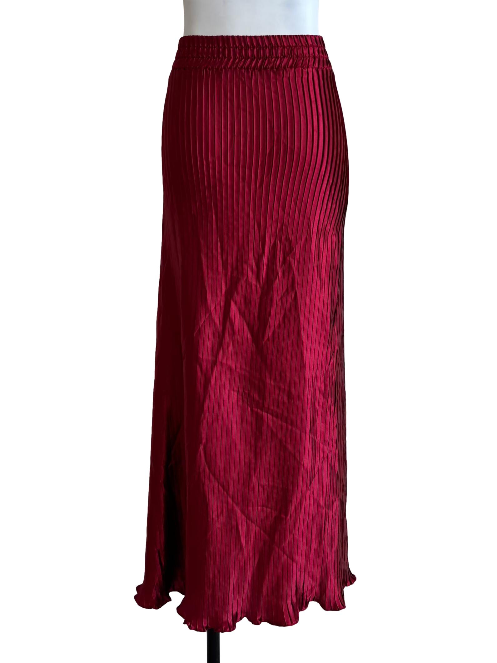Cherry Red Pleated Skirt