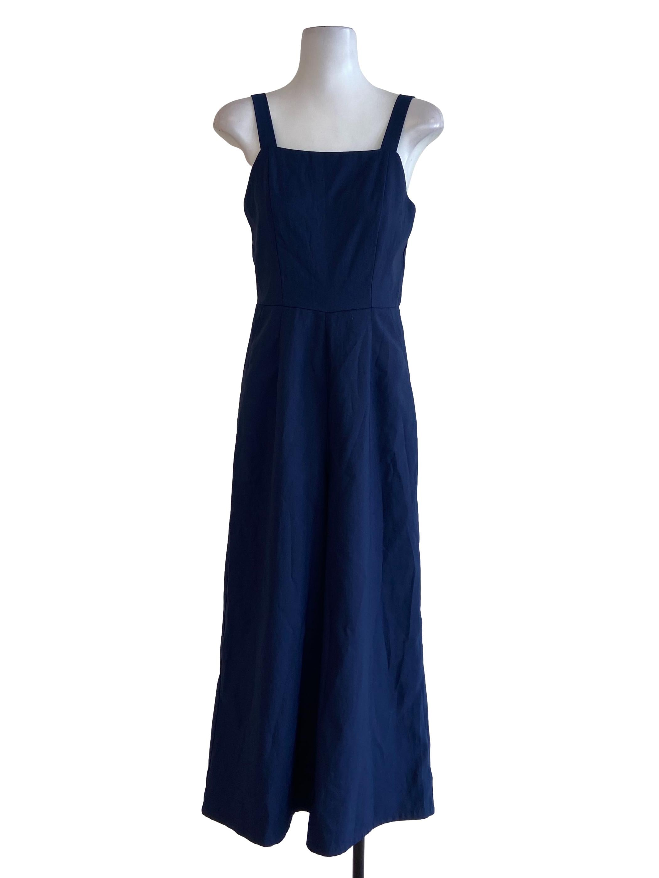 Denim Blue Herringbone Sleeveless Jumpsuits