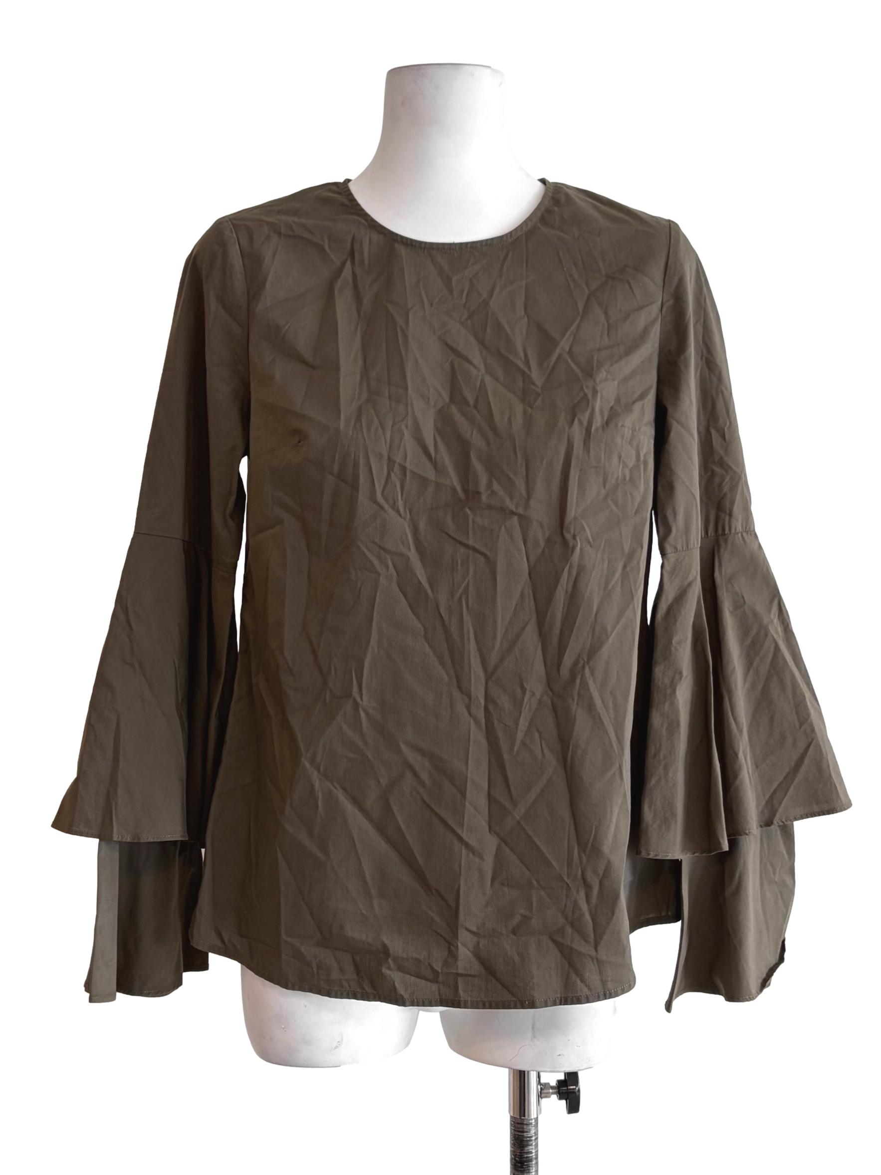 Pickle Green Flare Sleeve Top