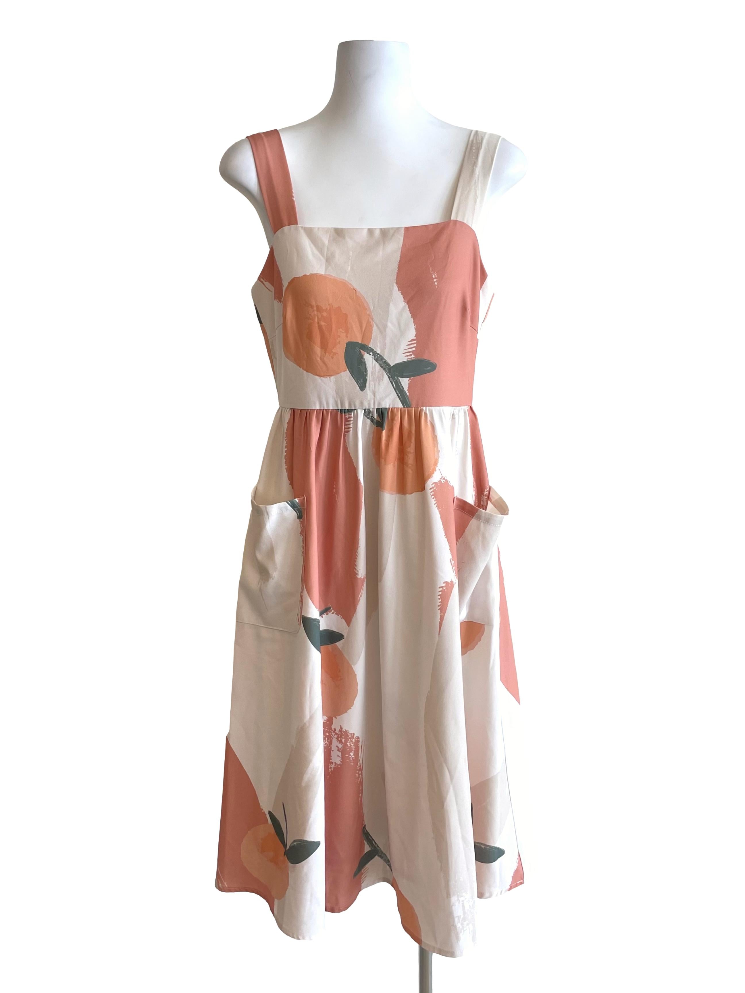 Ivory Tangerine Apron Dress