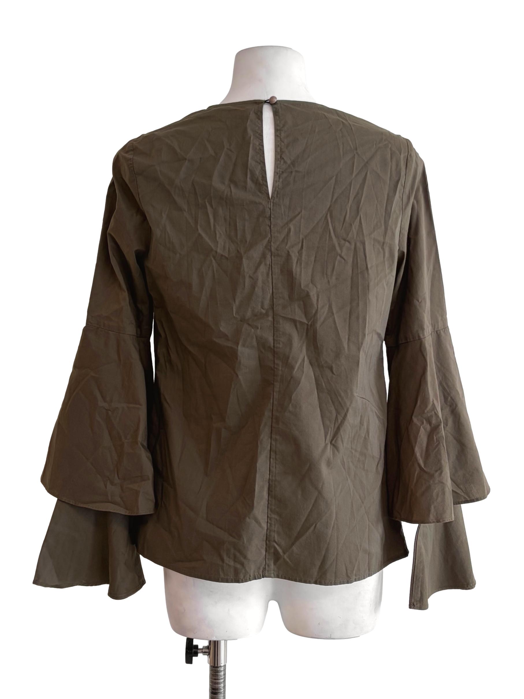 Pickle Green Flare Sleeve Top