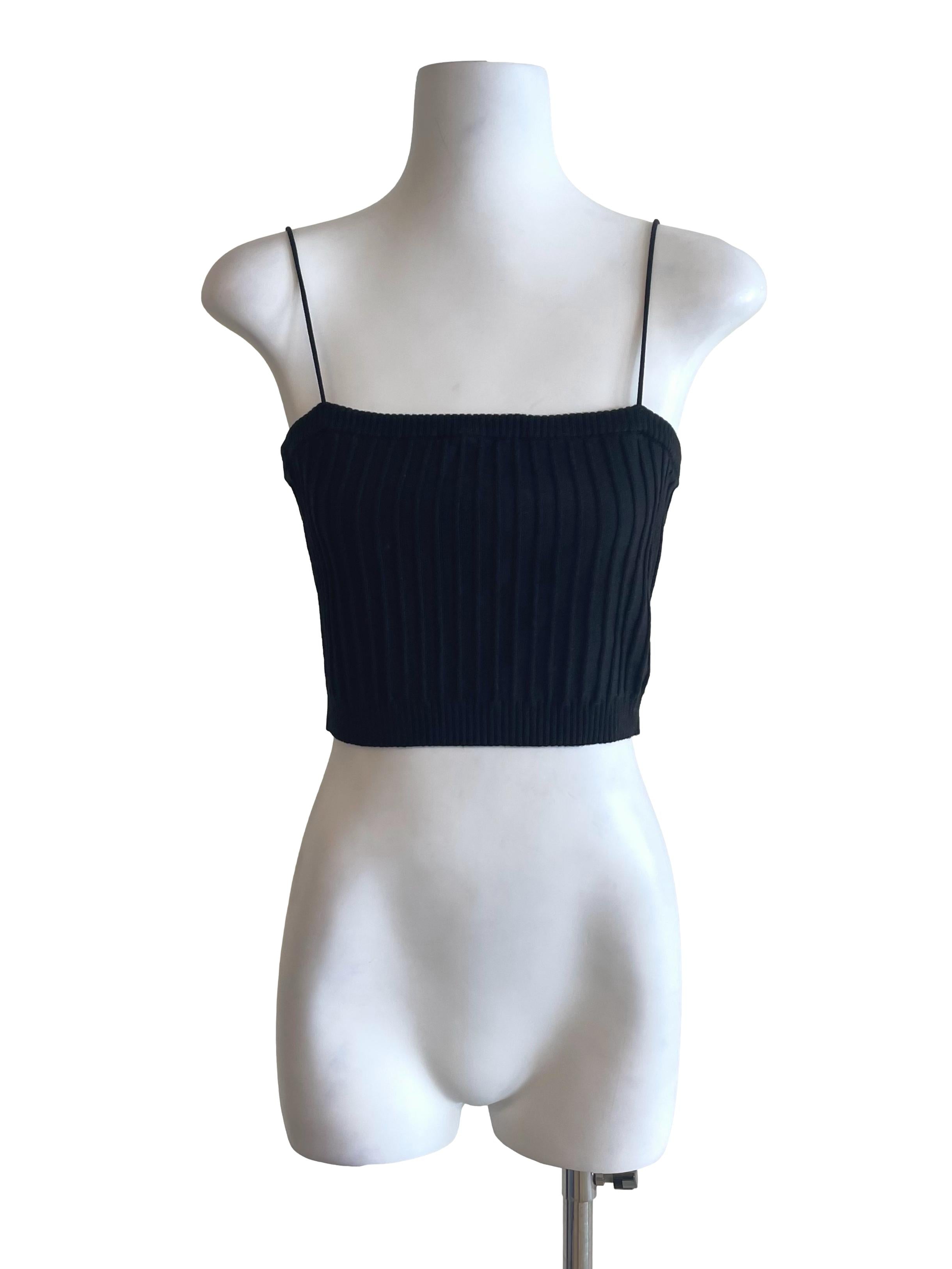 Black Ribbed Spaghetti Strap Top