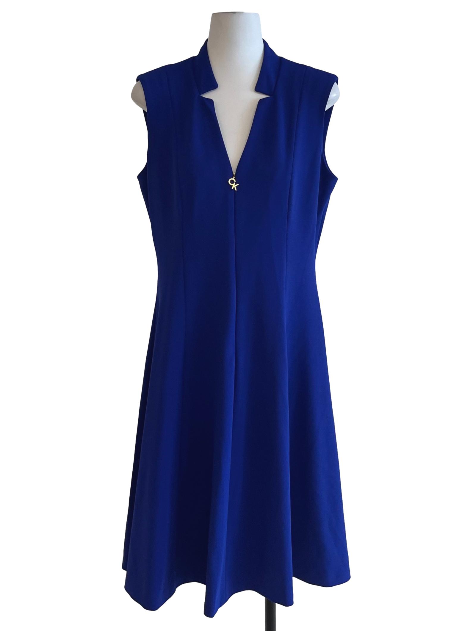 Azure Blue V-Neckline Sheath Dress