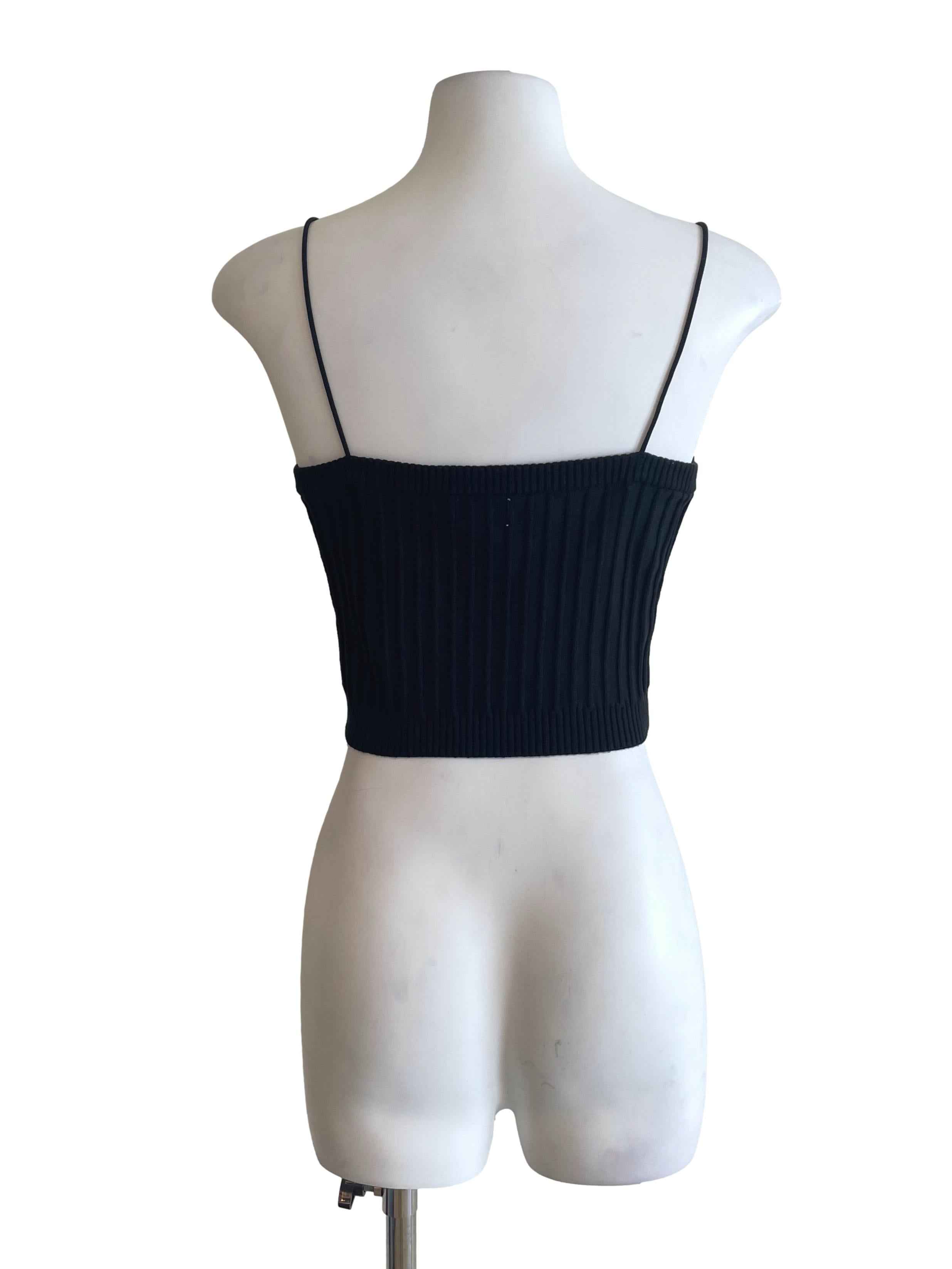 Black Ribbed Spaghetti Strap Top