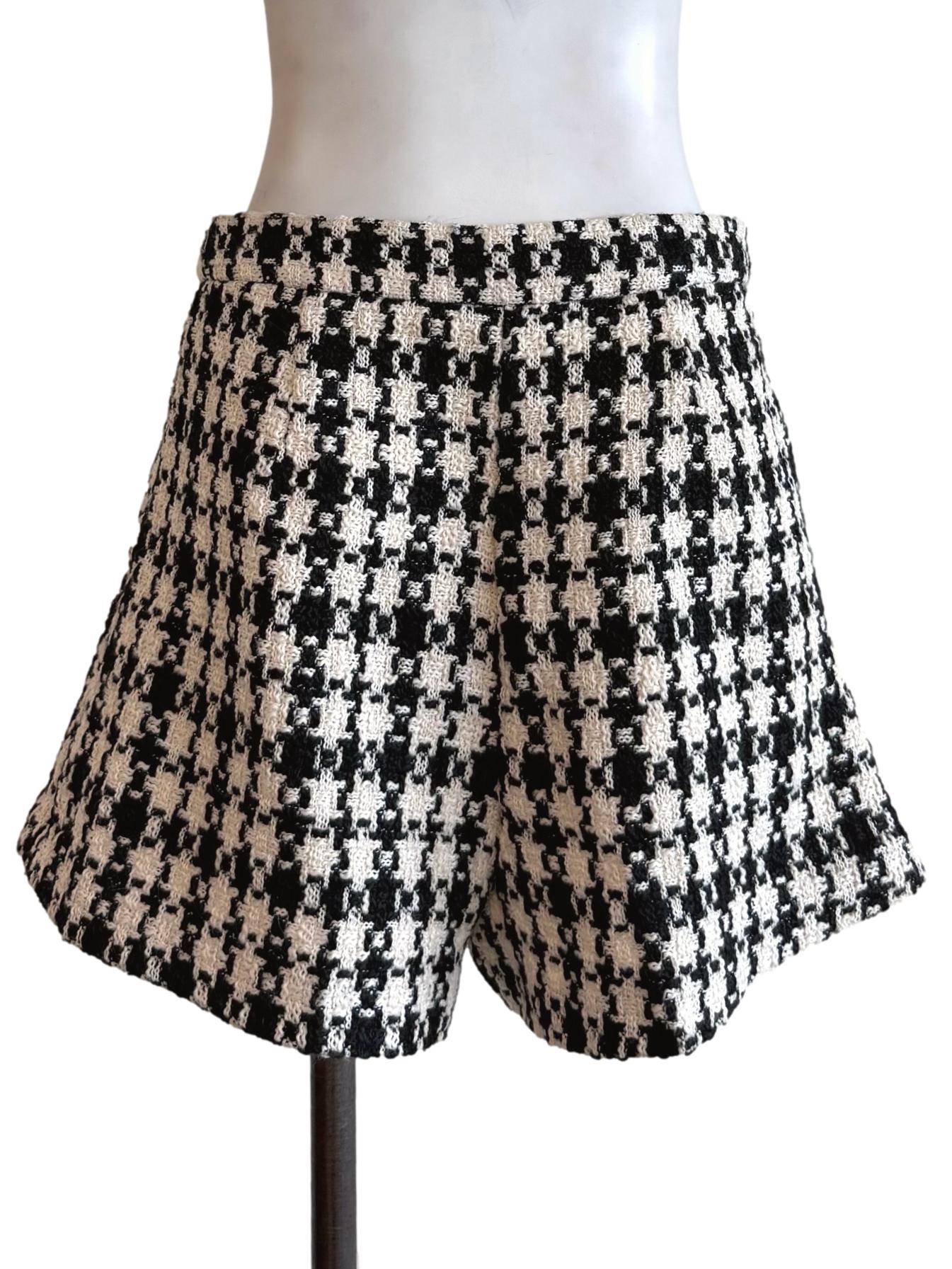 Ivory & Black Tweed Shorts