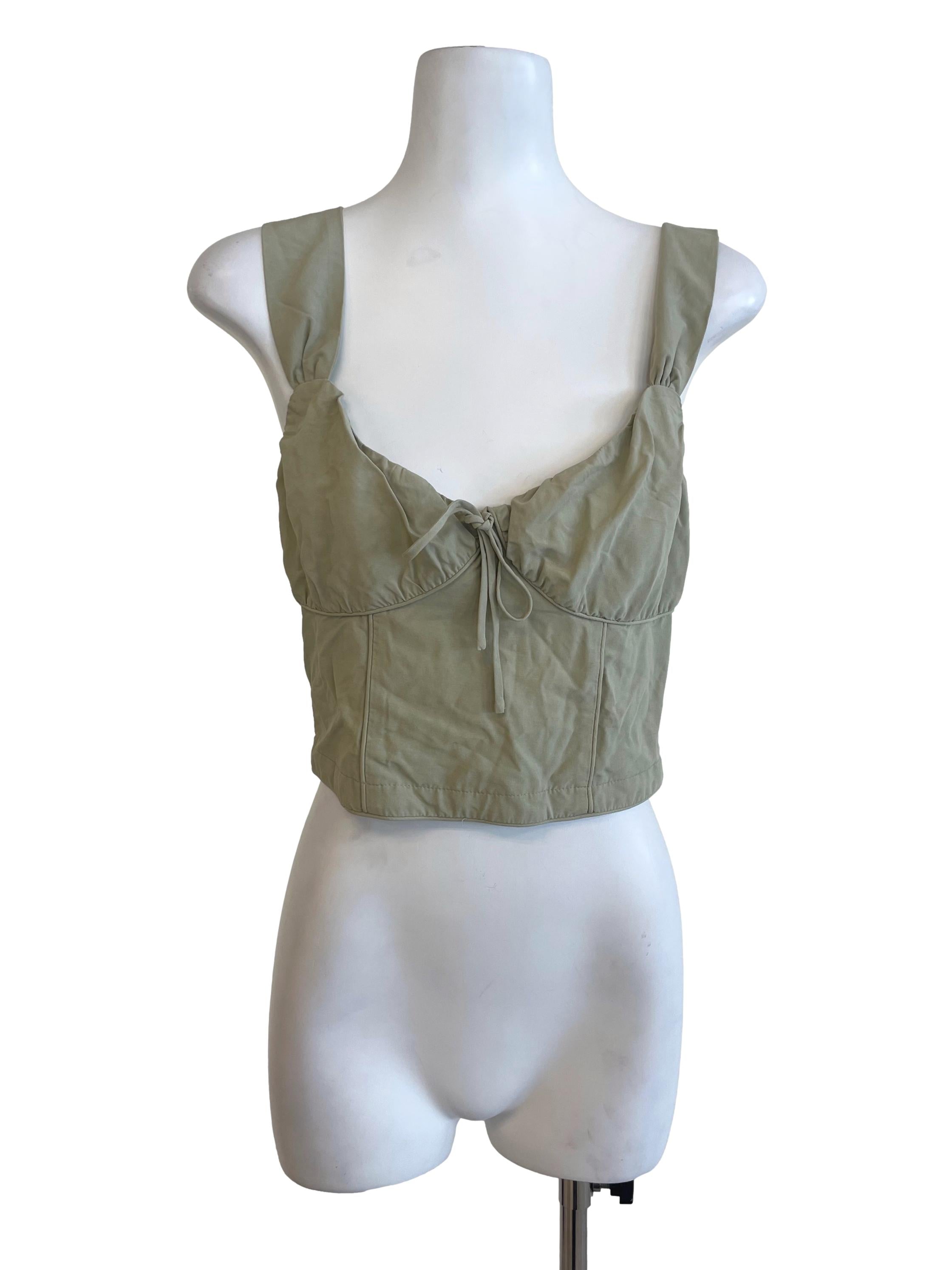 Olive Green Elastic Back Cropped Top