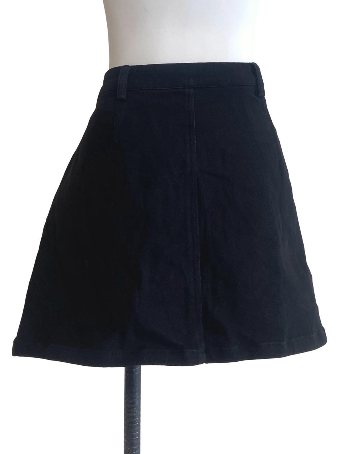 Black Herringbone Jeans Skirt