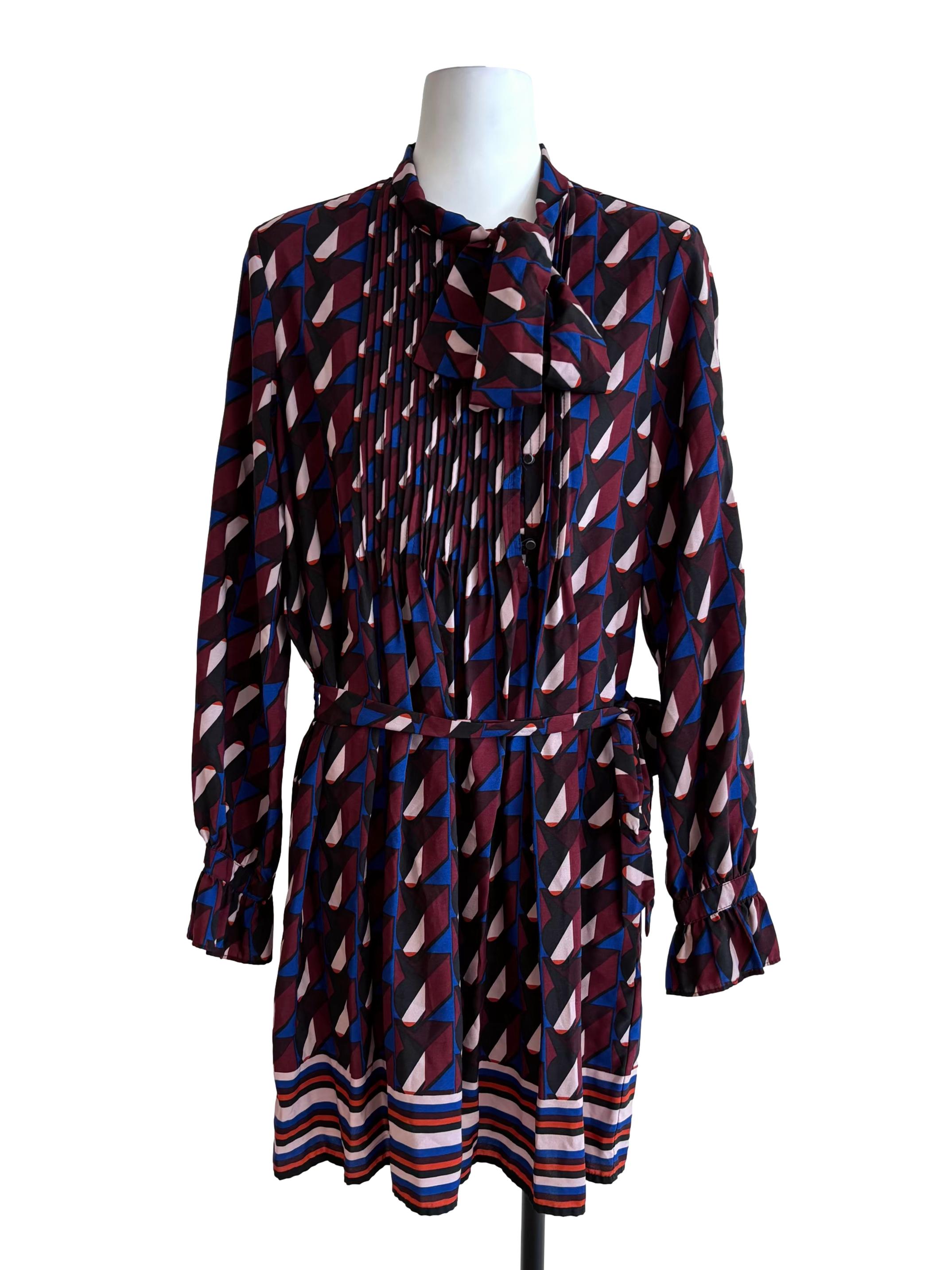 Sangria Red Abstract Shirt Dress