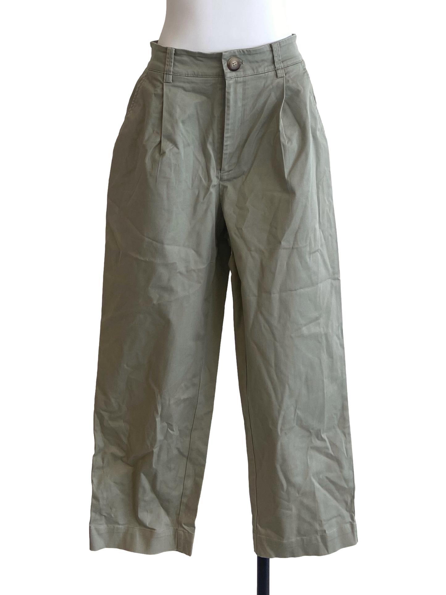 Olive Green Twill Straight Pants LB