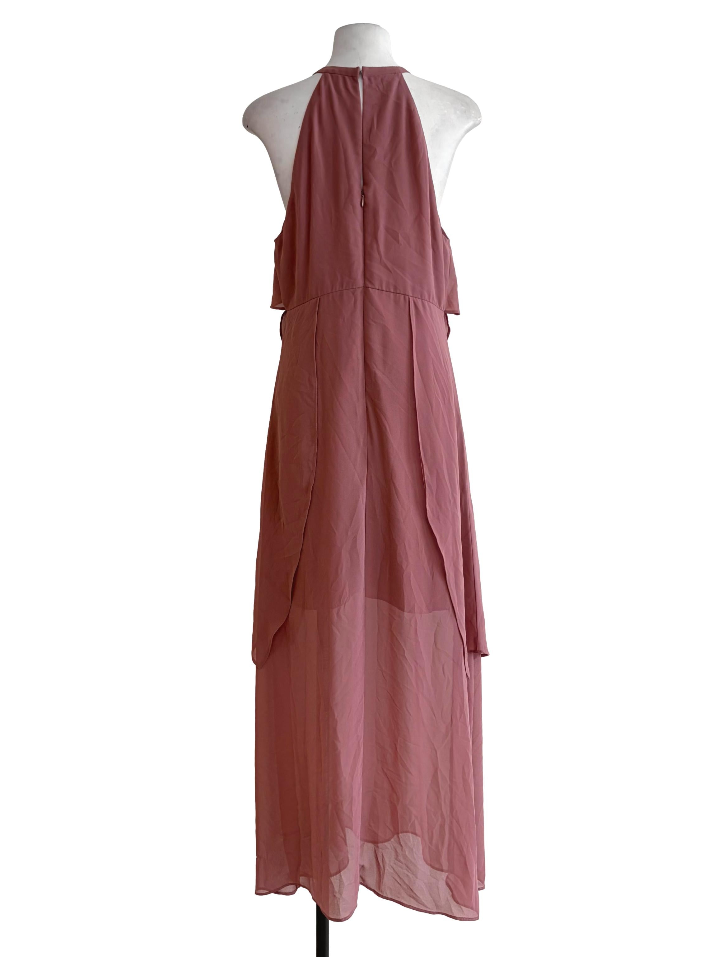 Blush Pink Flutter Sleeve Mesh A-Line Dress