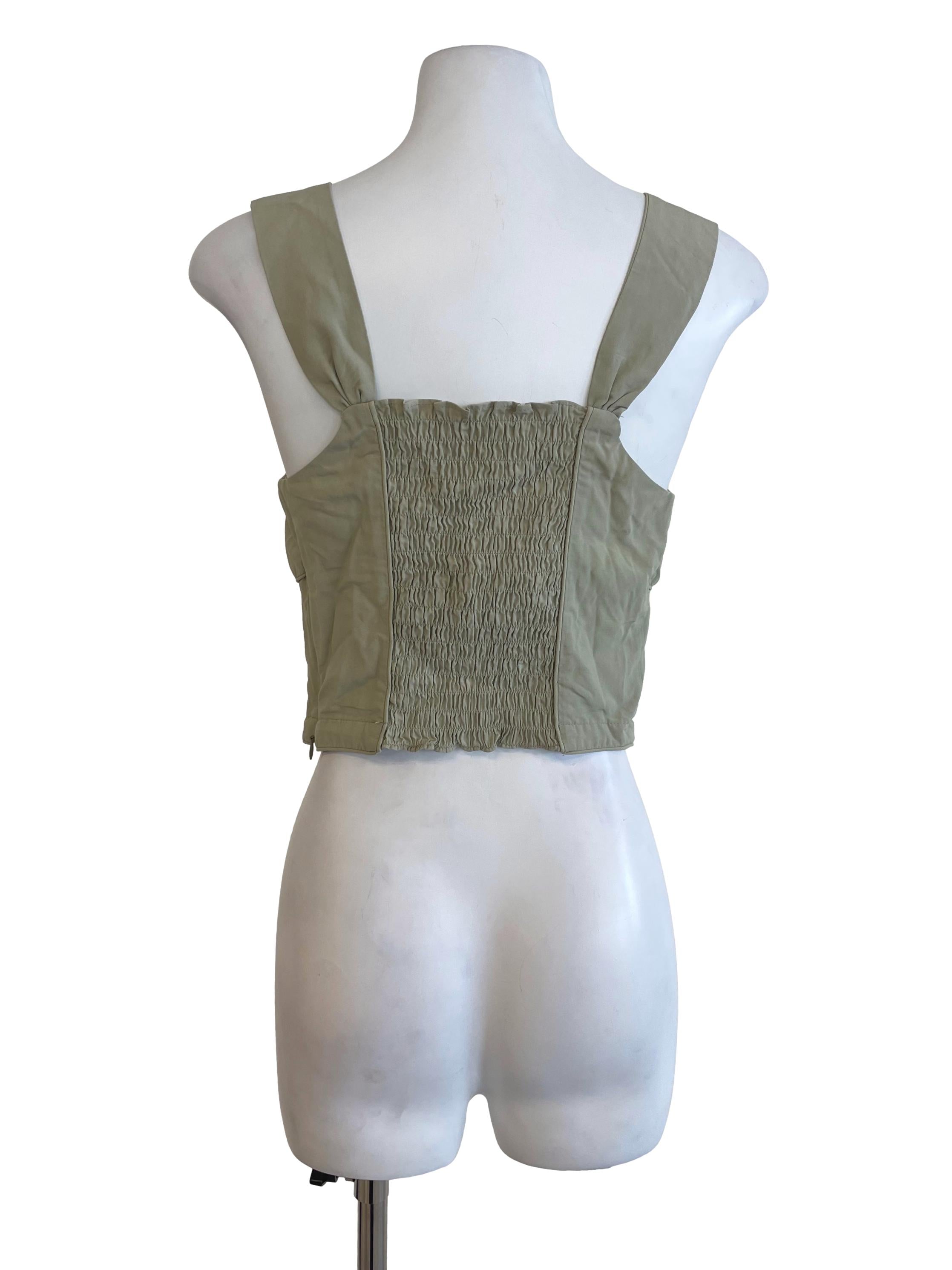 Olive Green Elastic Back Cropped Top