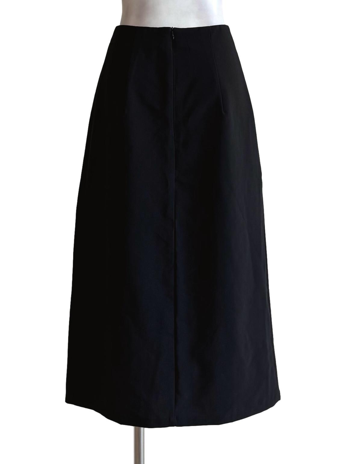 Jet Black Cotton Pencil Skirt TTR