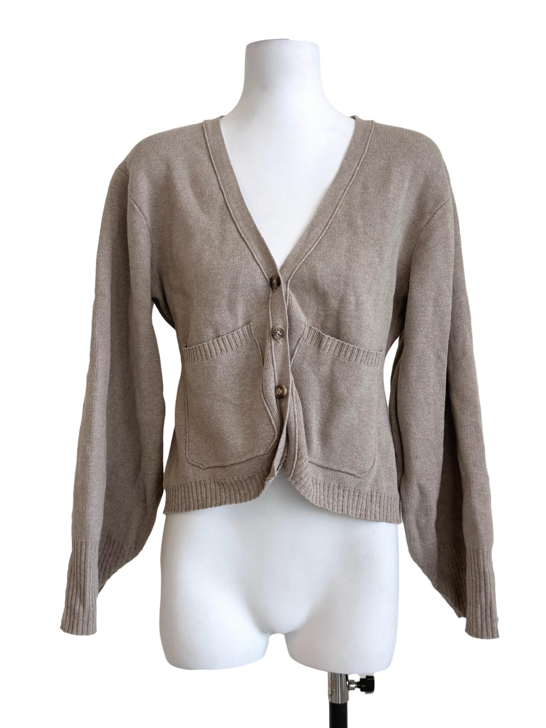 Bone Beige Long Sleeves Cardigan