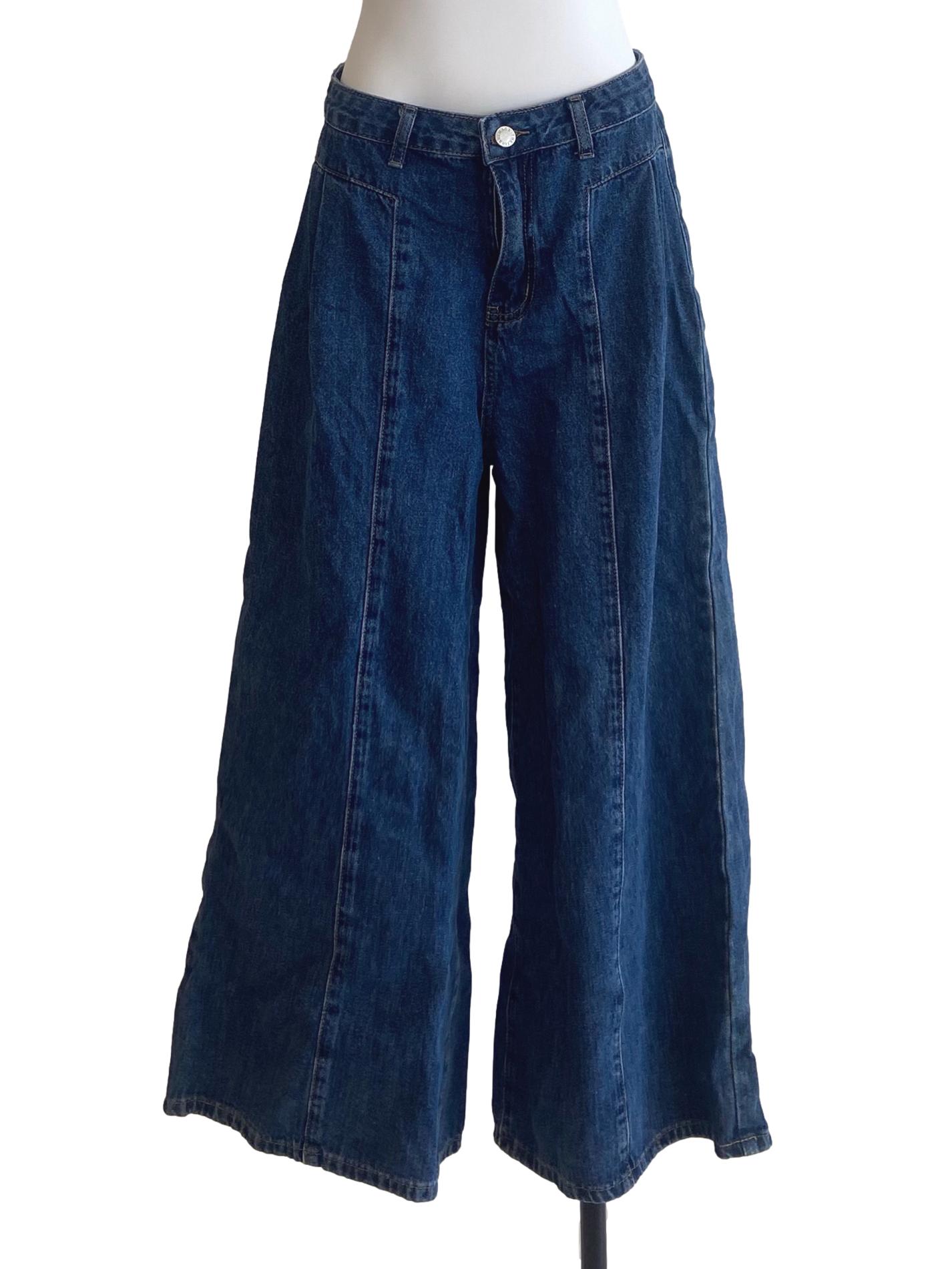Navy Blue Herringbone Straight Jeans TTR