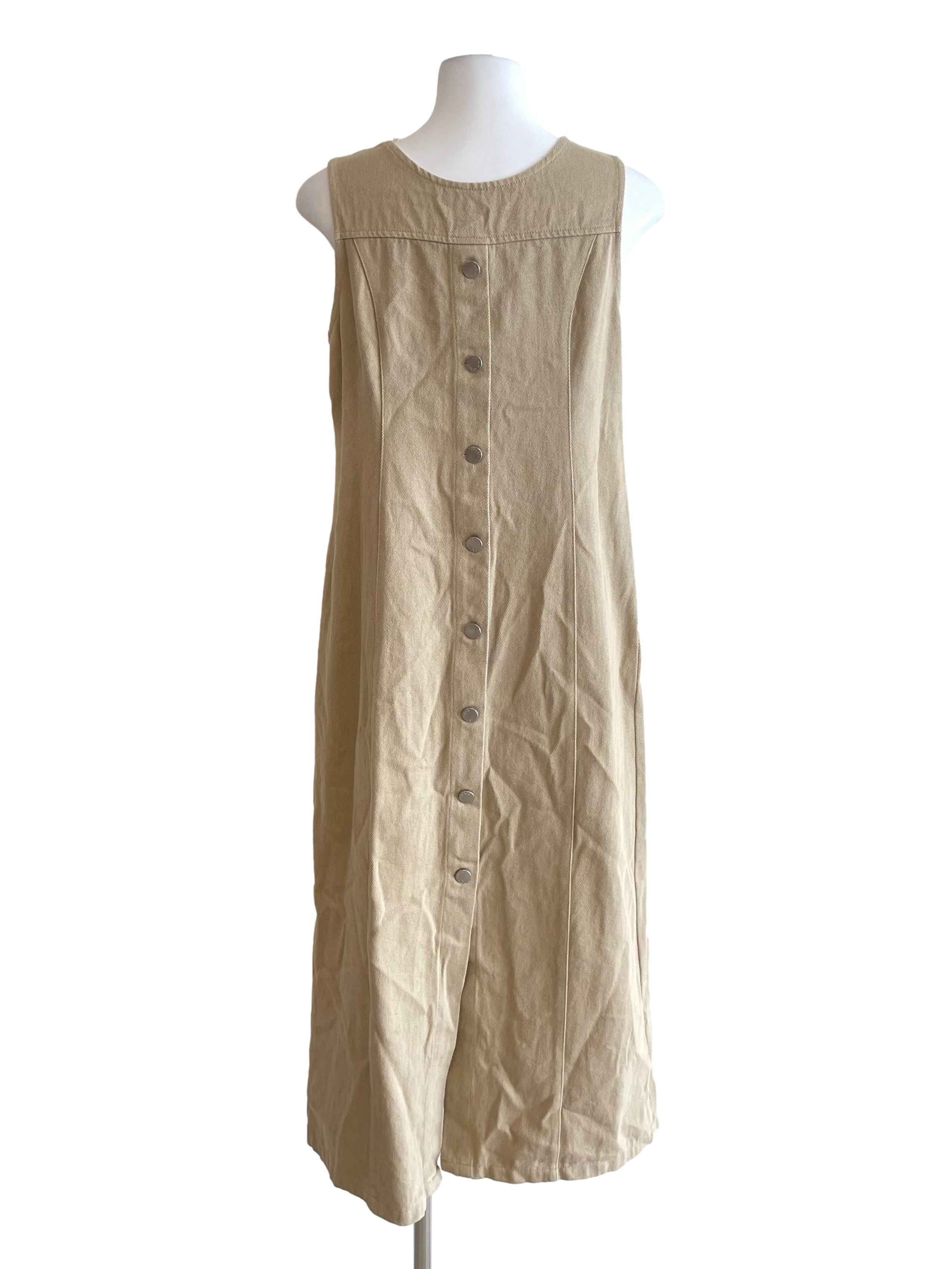 Khaki Zip Up Denim Dress