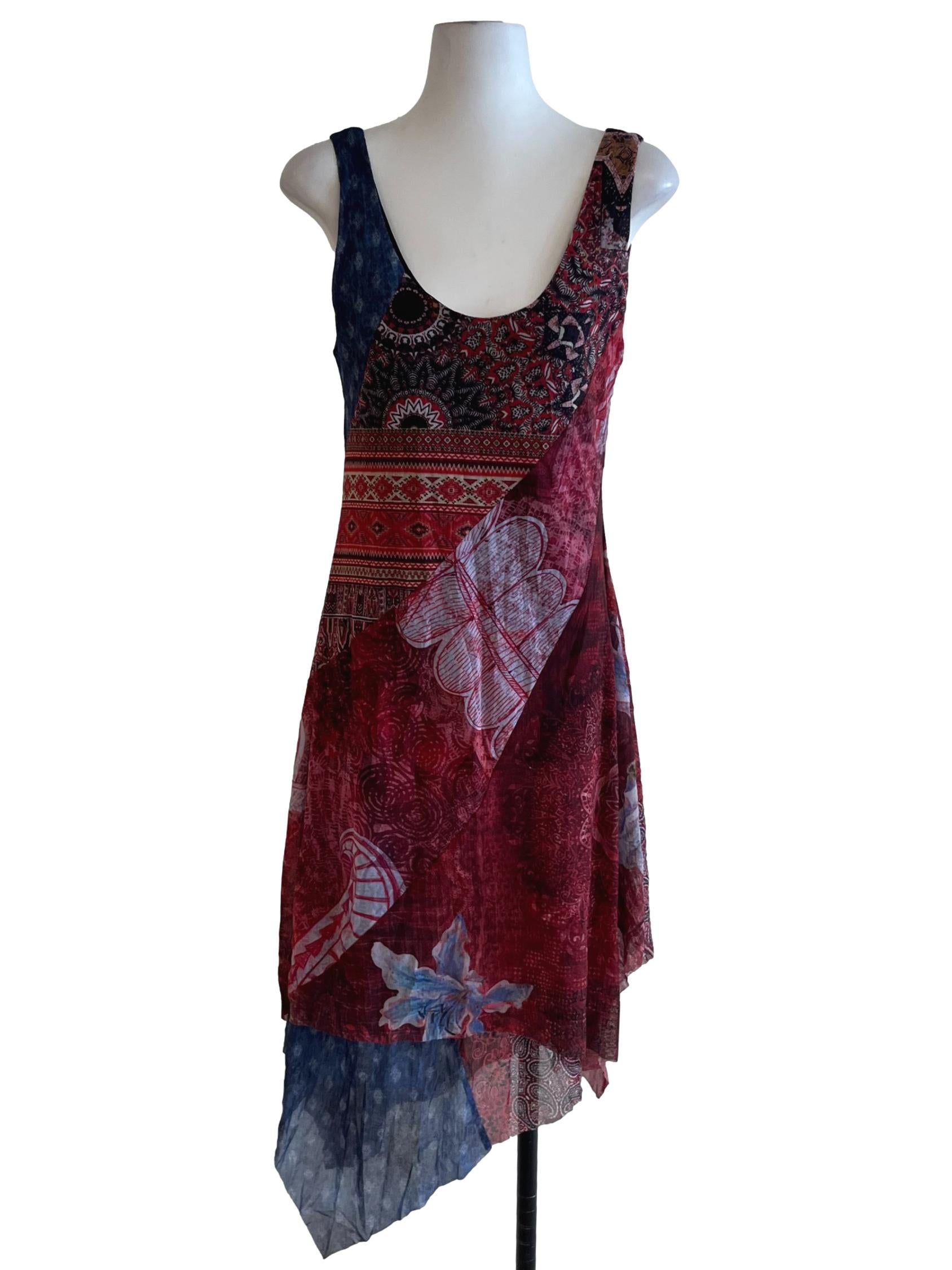 Multicolour Asymmetric Layered Hem Dress