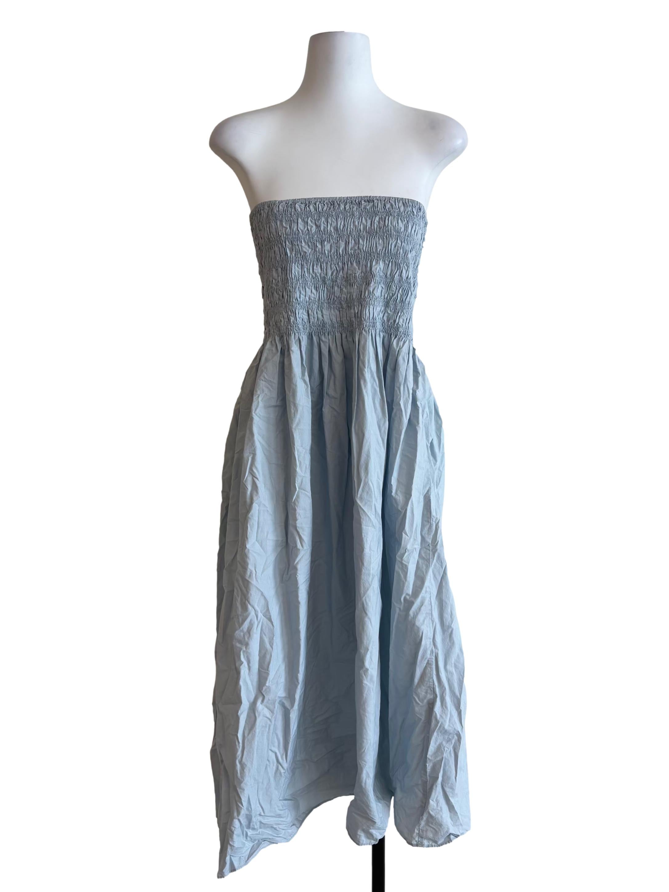 Baby Blue Smocked Cotton Dress