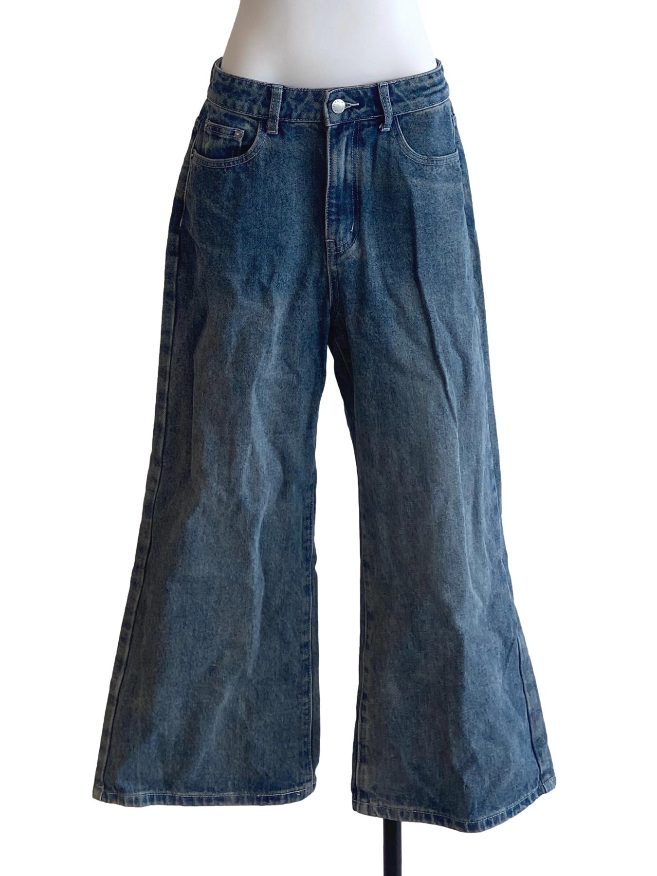 Blue Herringbone Straight Jeans TTR