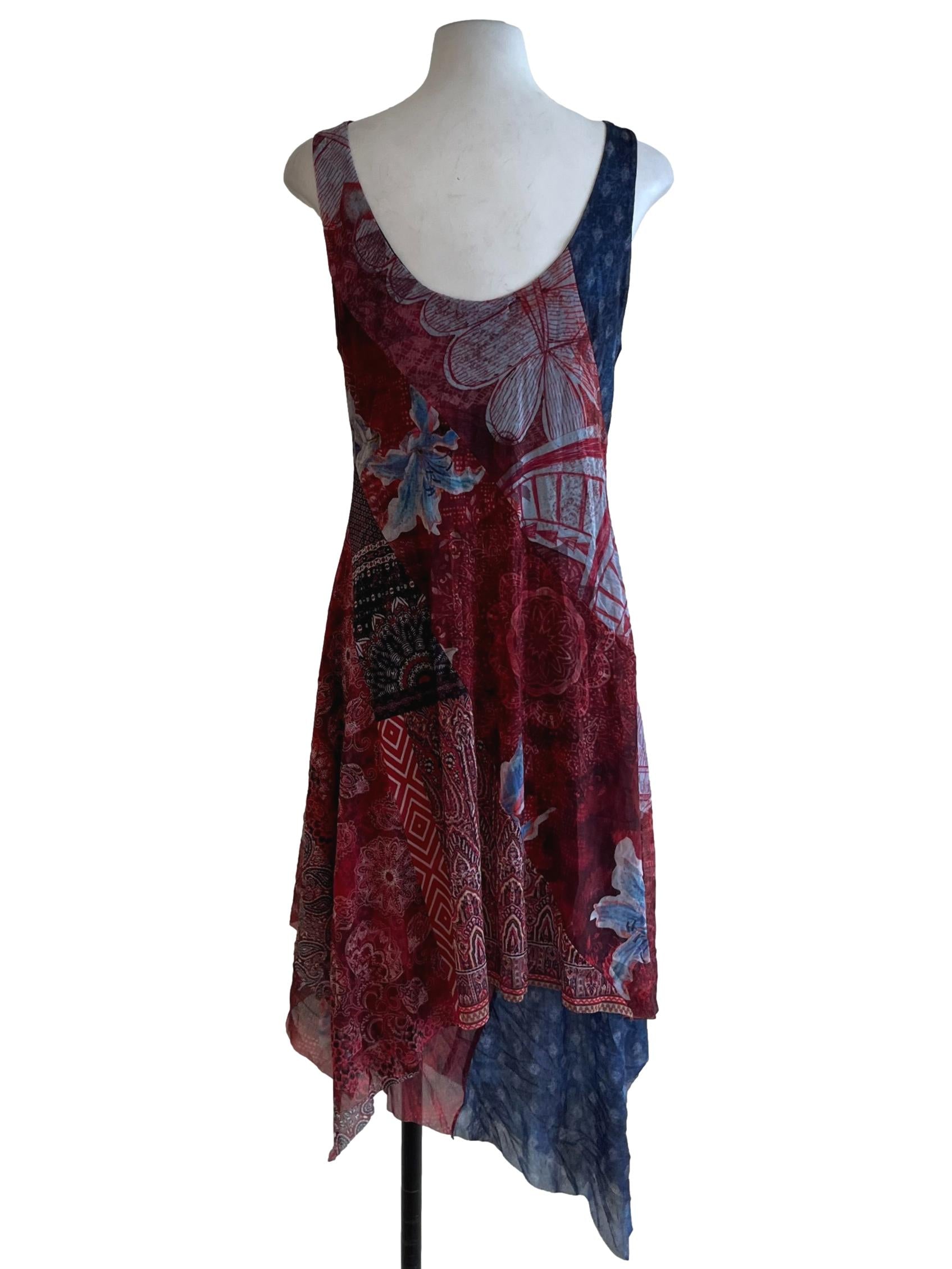 Multicolour Asymmetric Layered Hem Dress