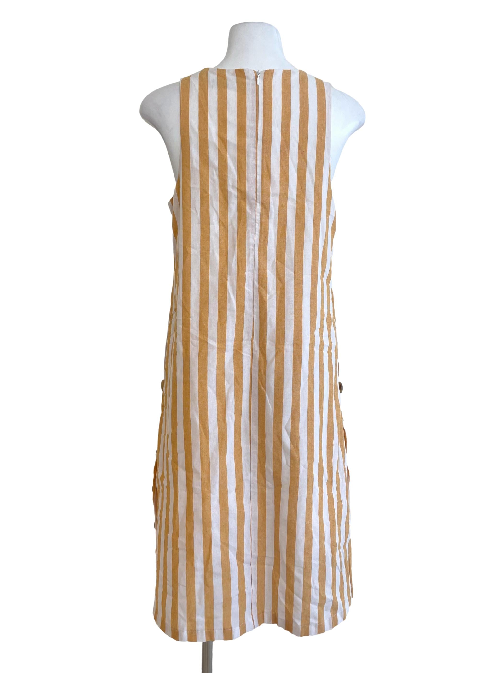 Butterscotch Yellow Awning Stripes Trapezoid Dress