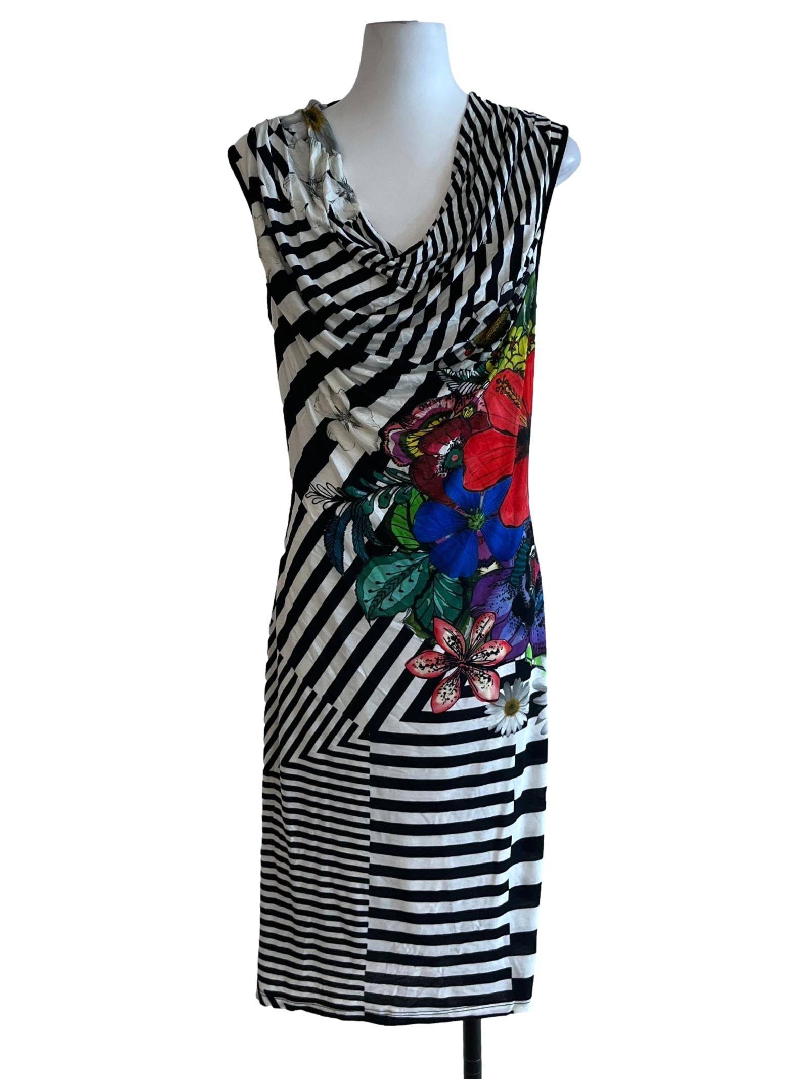 Multicolour Sleeveless Cowl Neck Dress