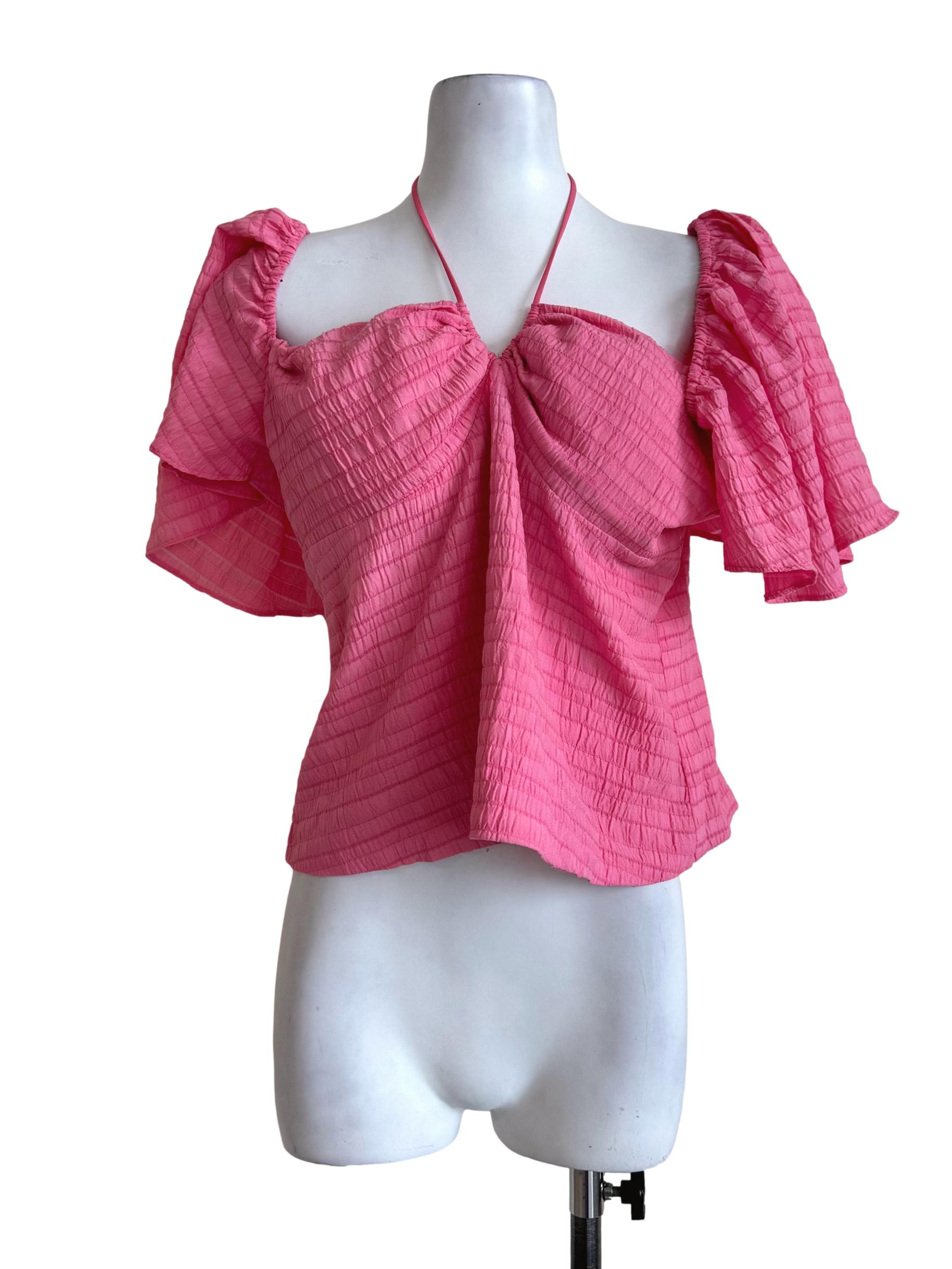 Bubblegum Pink Padded Sweetheart Neck Top LB