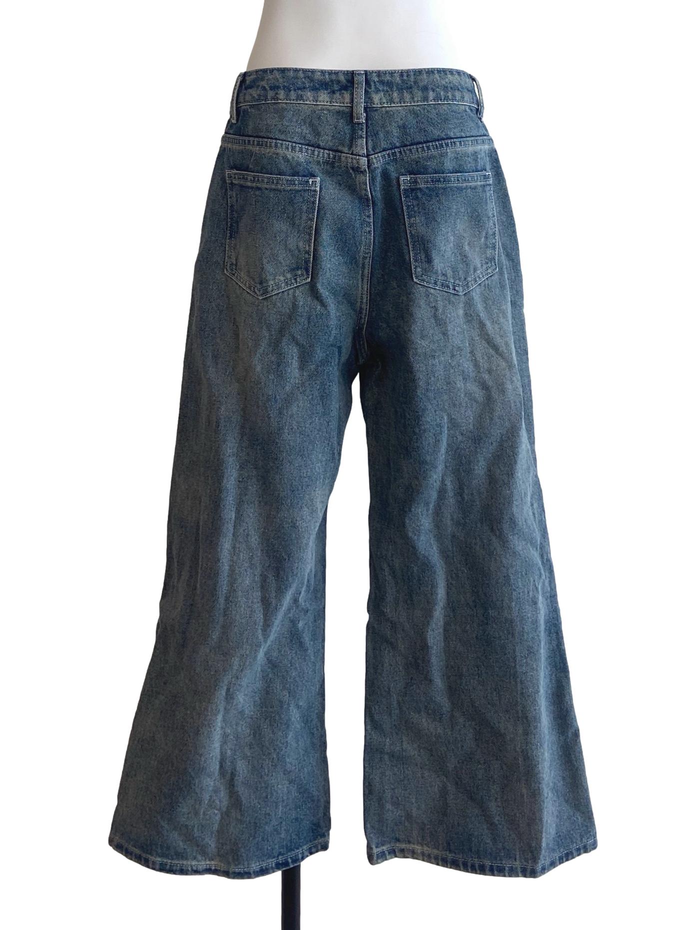 Blue Herringbone Straight Jeans TTR