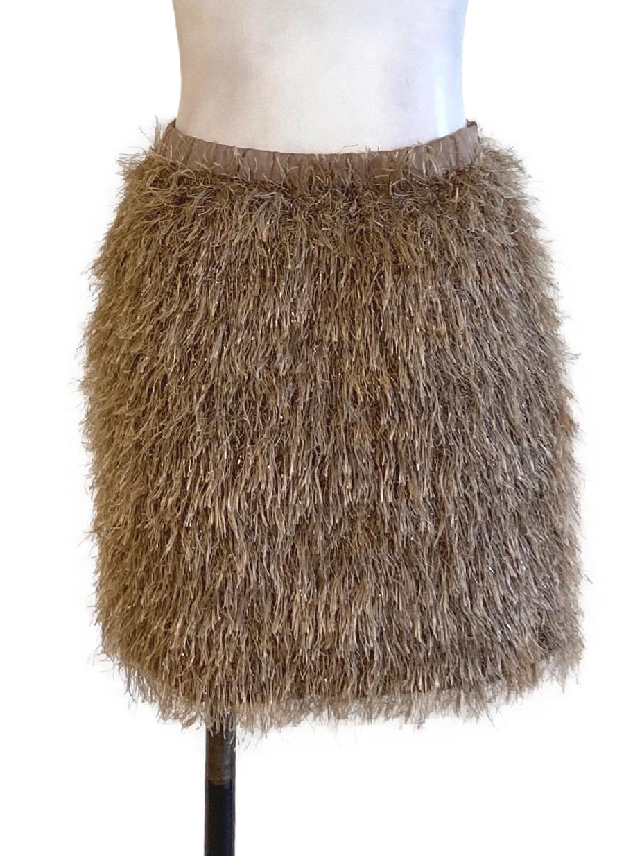 Cedar Brown Furry High Waisted Mini Skirt