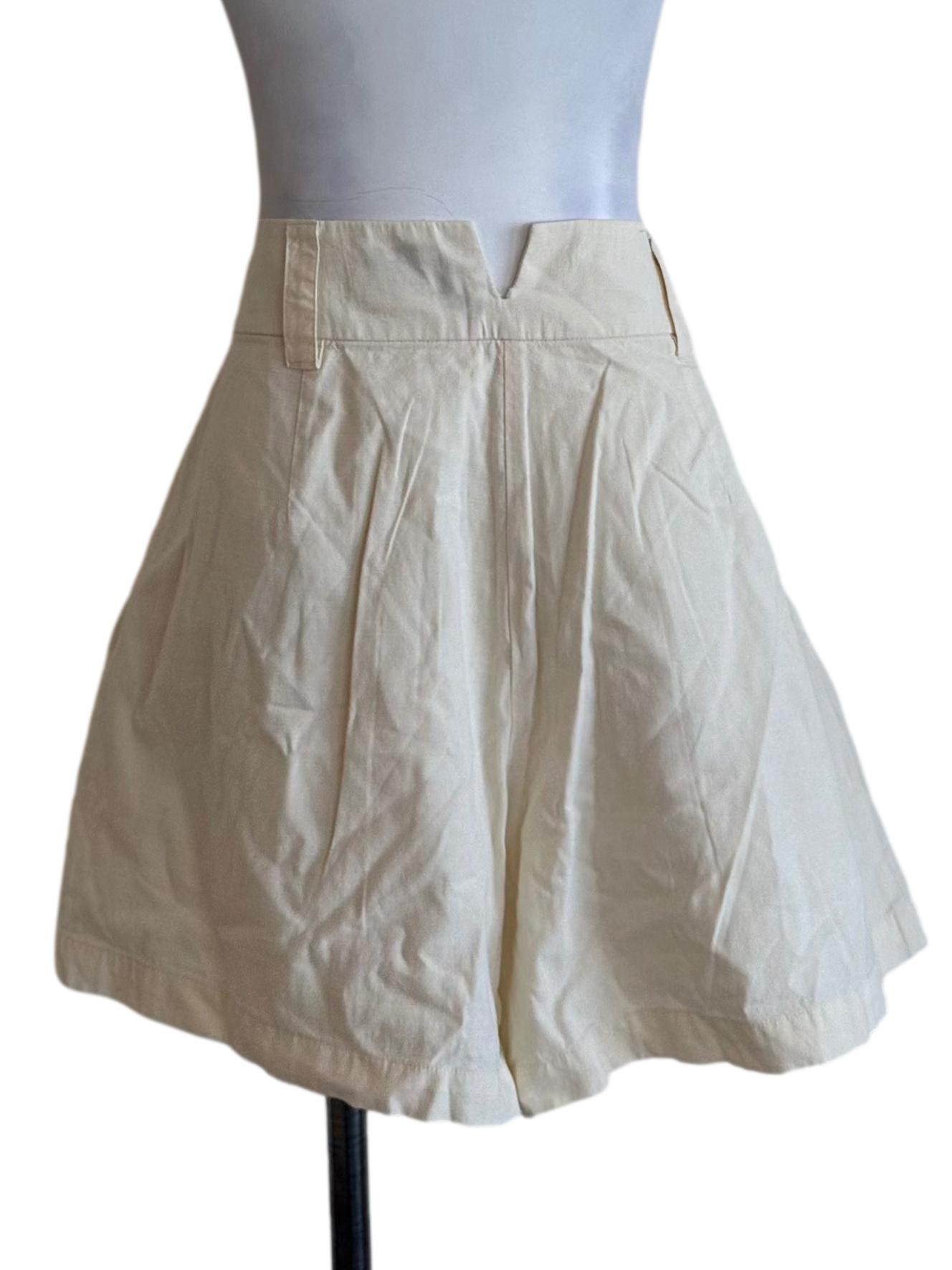 Cream White Textured High Waist Shorts LB