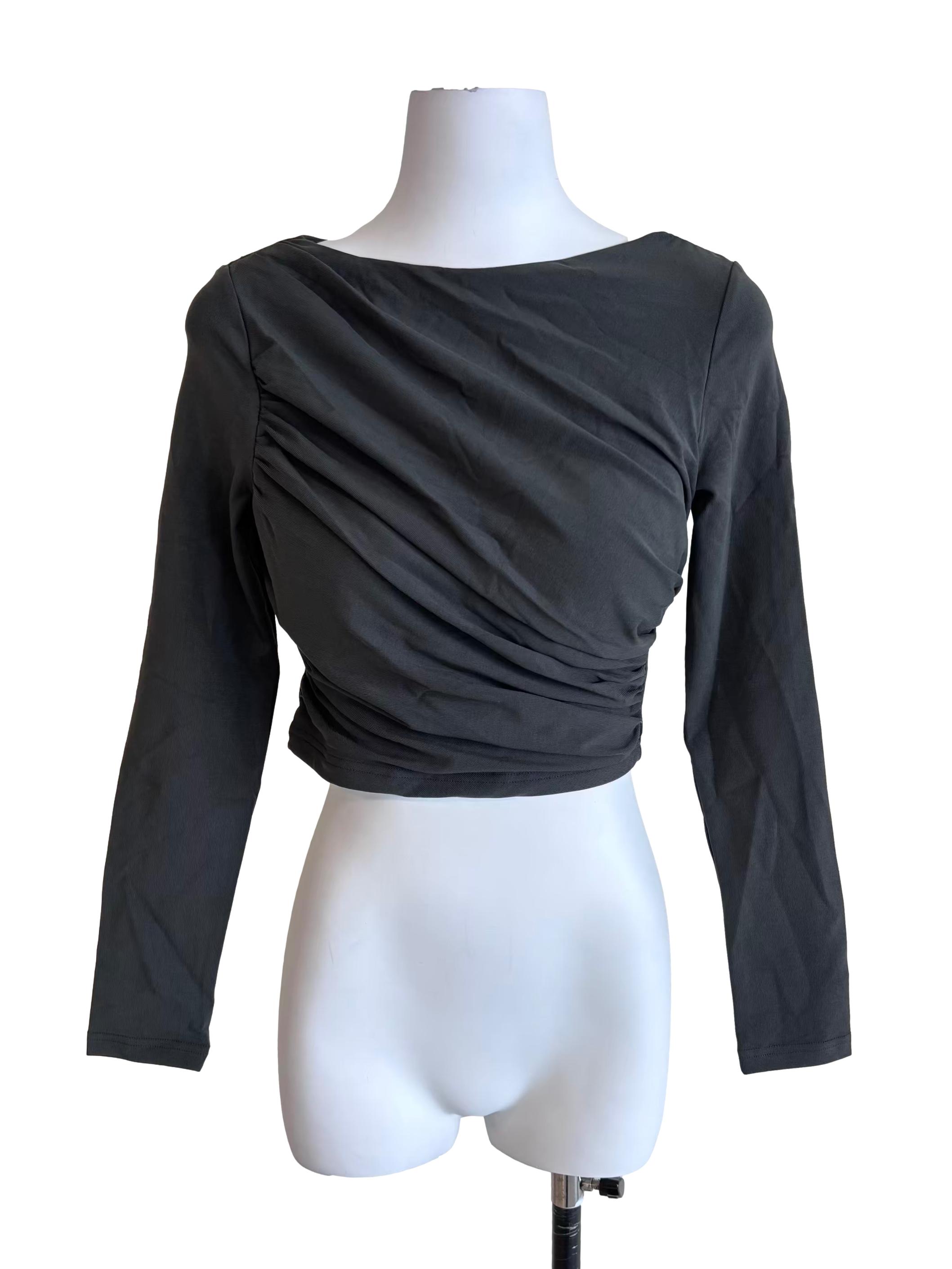 Moss Green Drape Long Sleeve Top