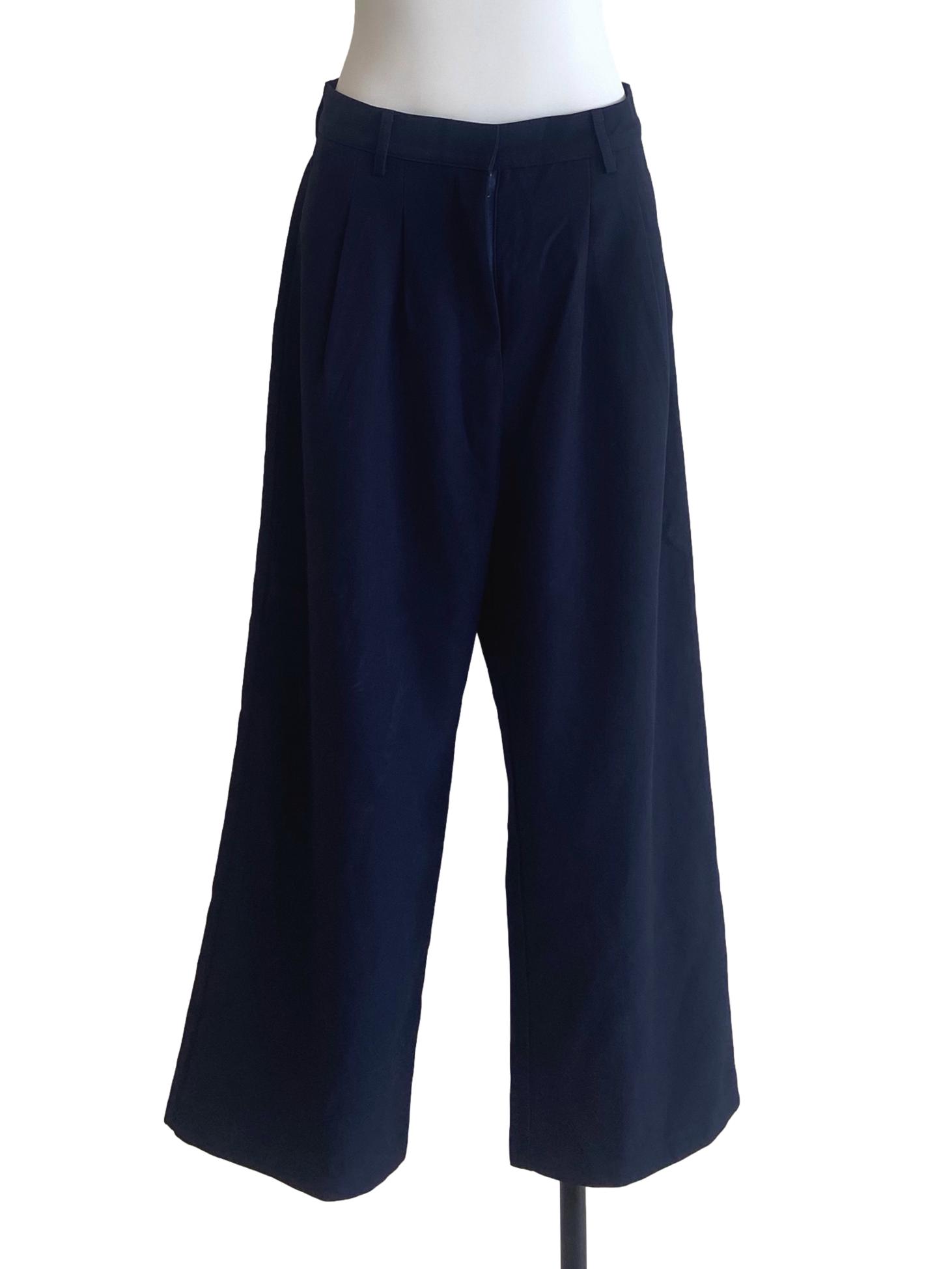 Navy Blue Twill Straight Formal Pants