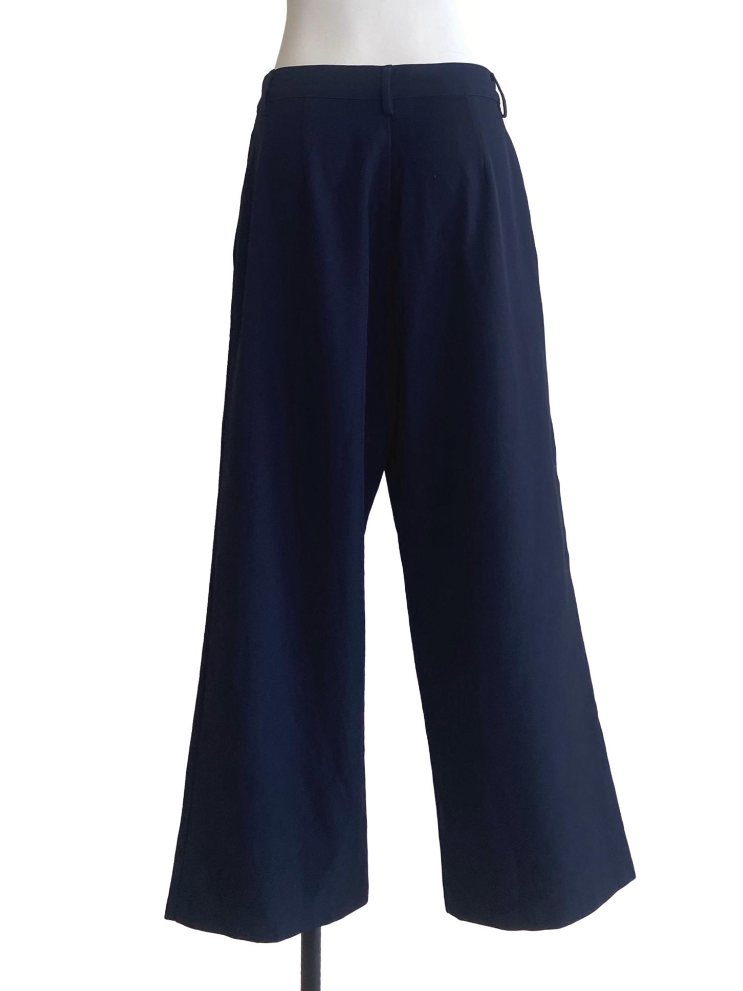 Navy Blue Twill Straight Formal Pants