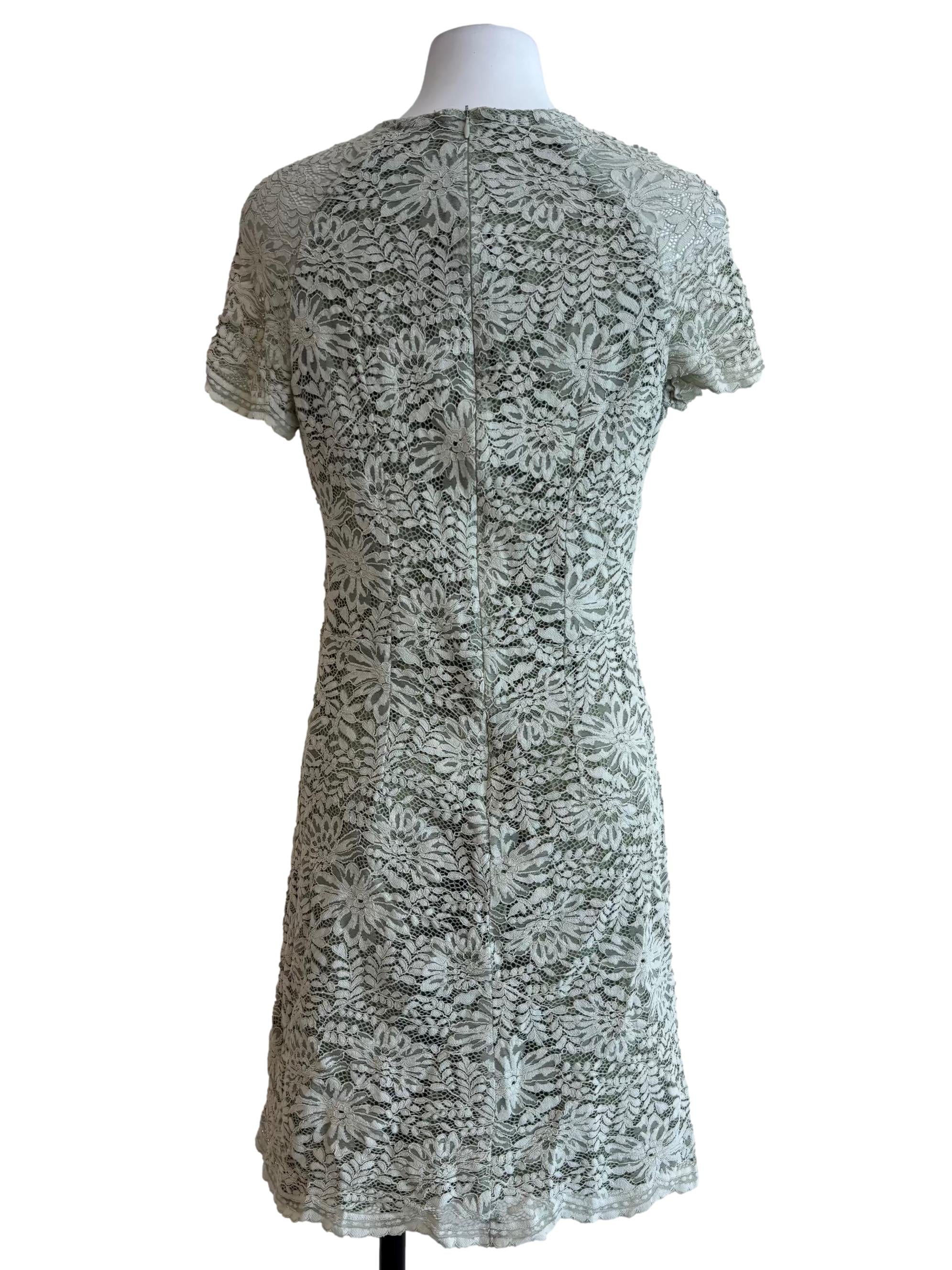 Sage Green A-Line Mini Lace Dress