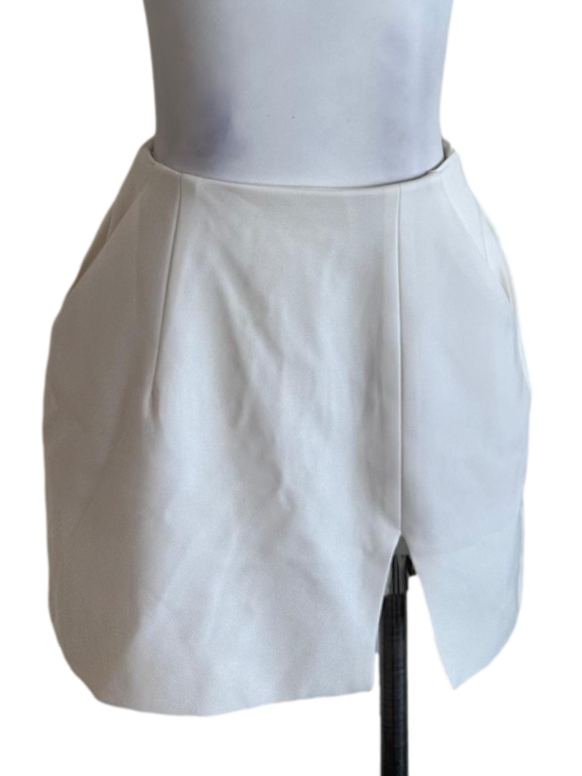 Pearl White Slit Mini Skorts