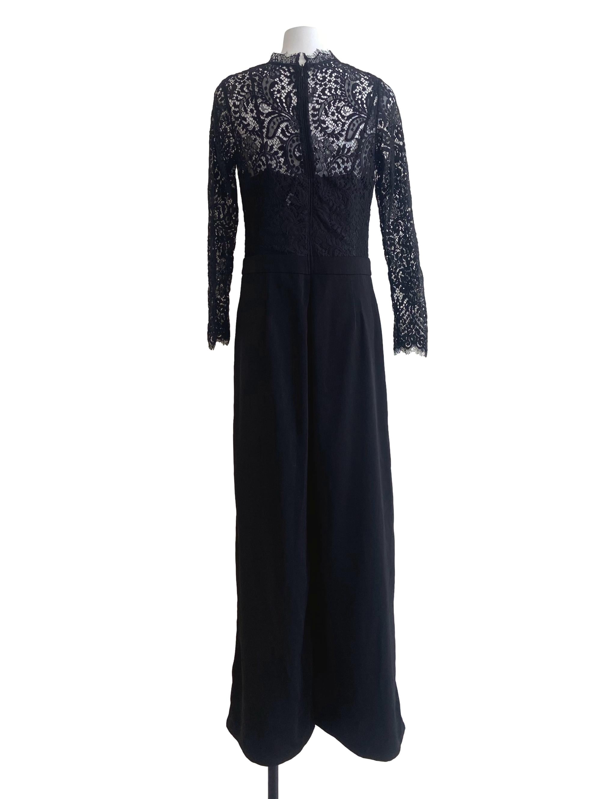 Black Half Floral Lace Jumpsuit LB