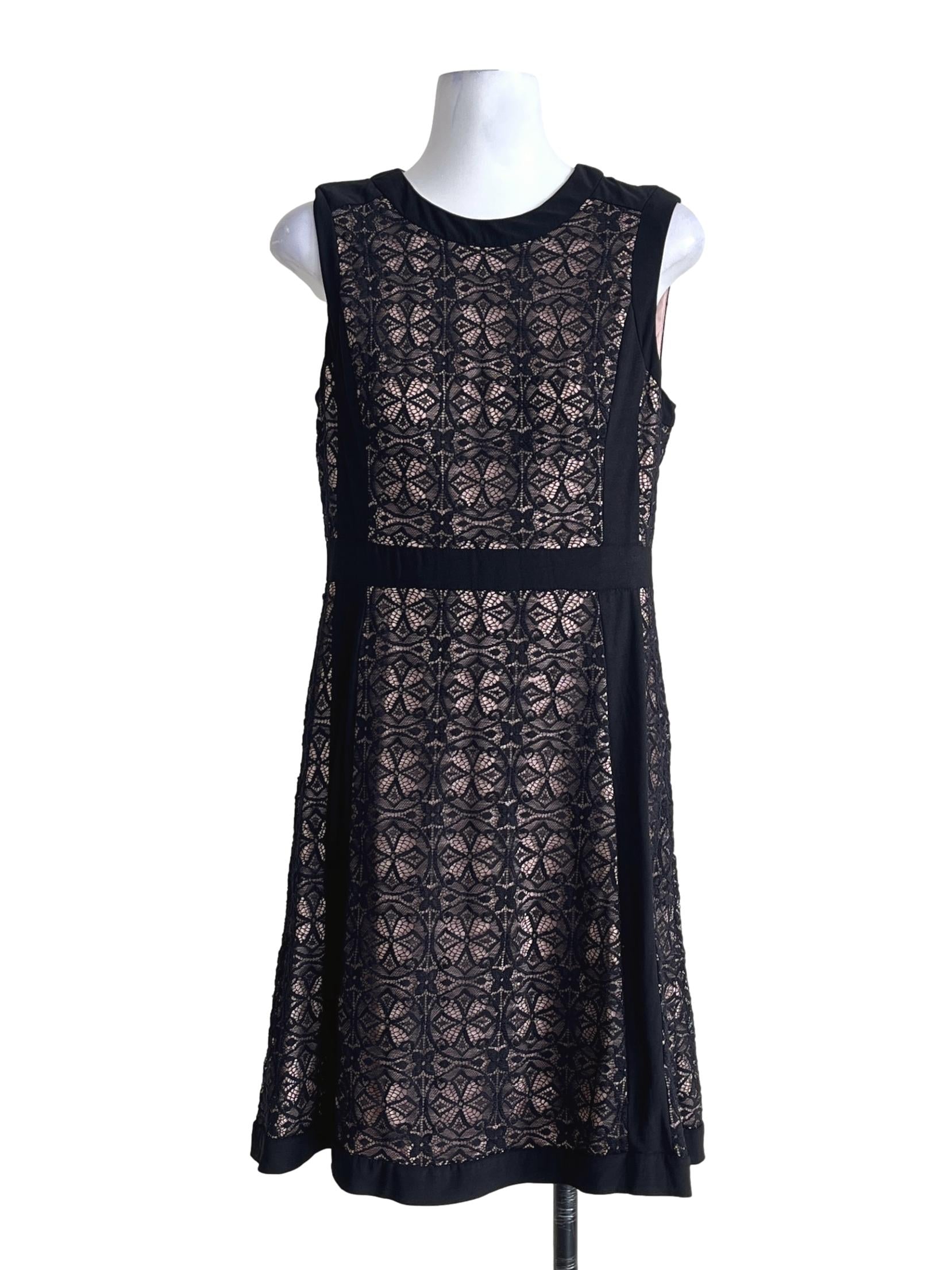 Ink Black Halter Lace A-Line Dress