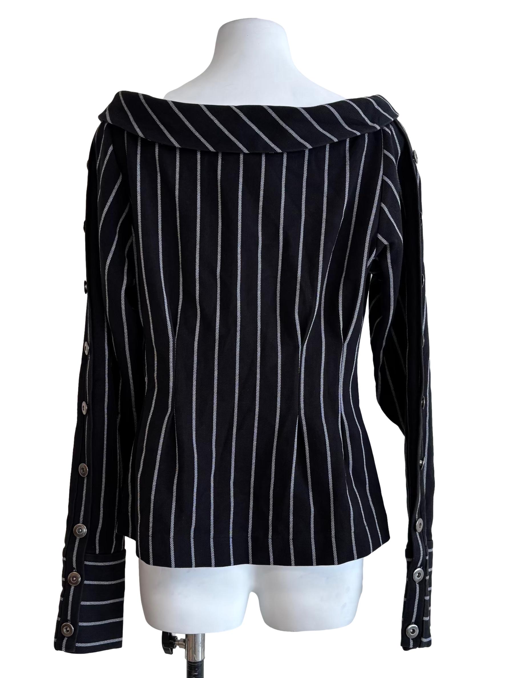 Raven Black Wide Neck Striped Top