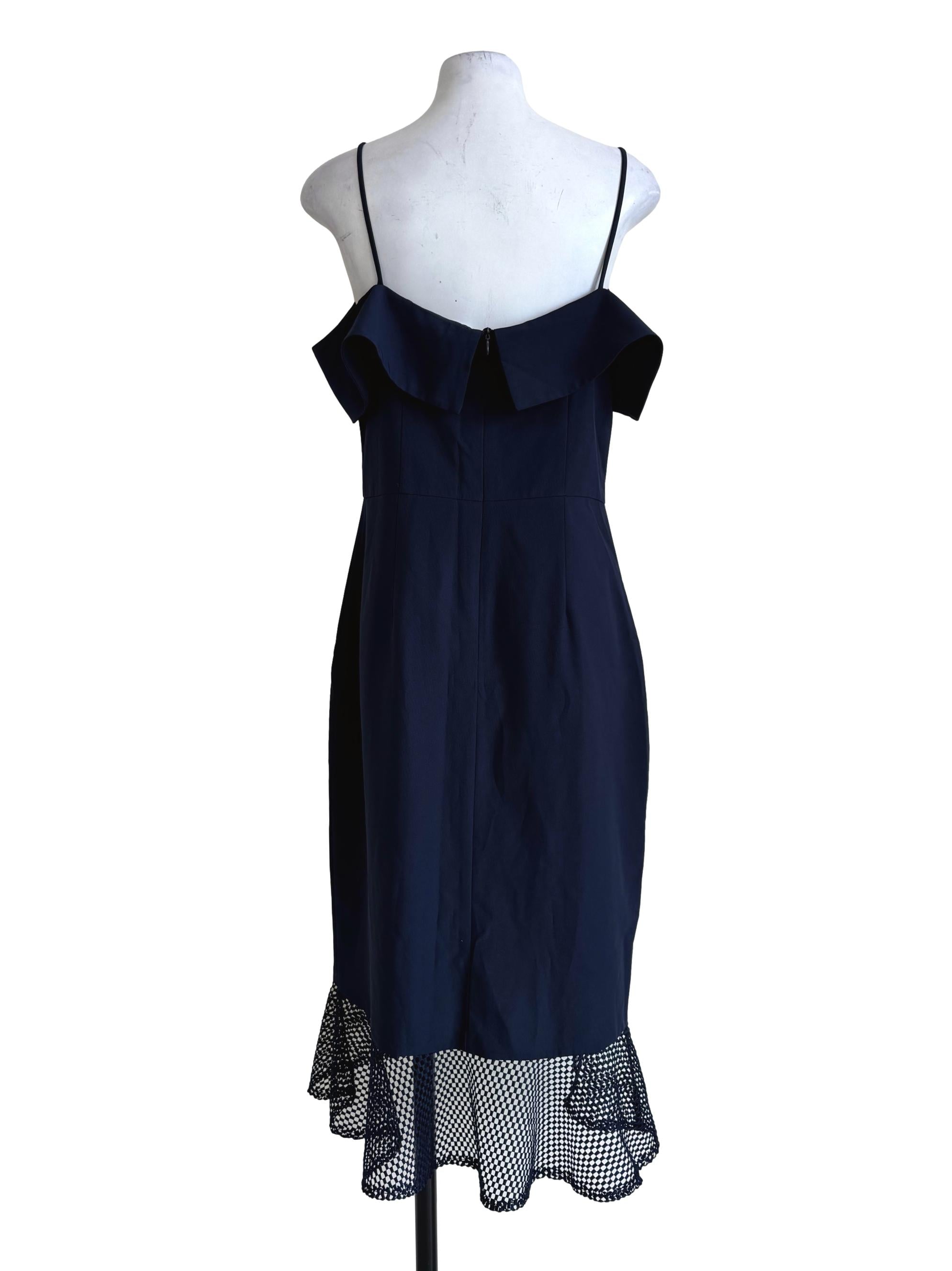 Navy Blue Scoop Neck A-Line Dress LB