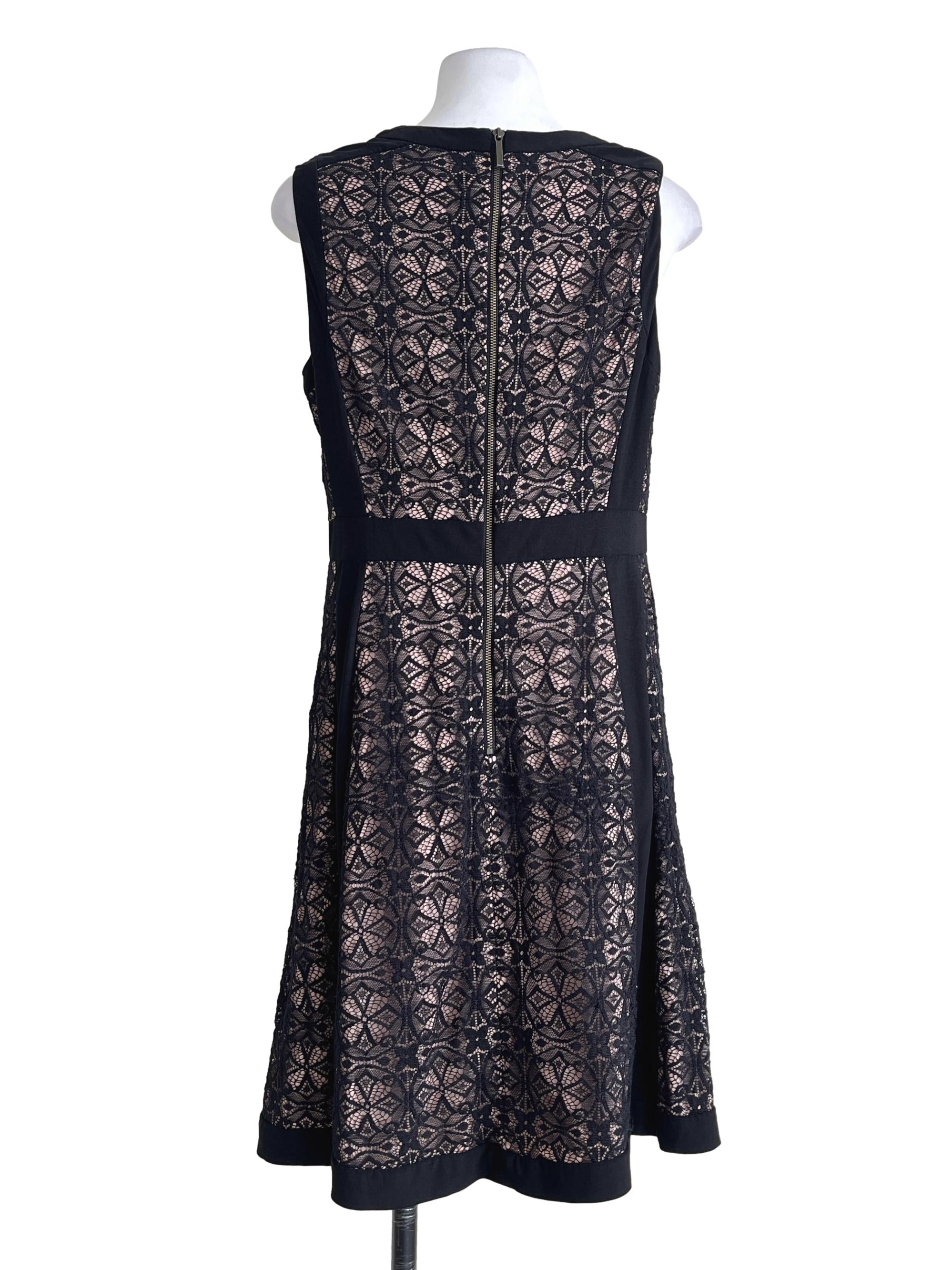 Ink Black Halter Lace A-Line Dress