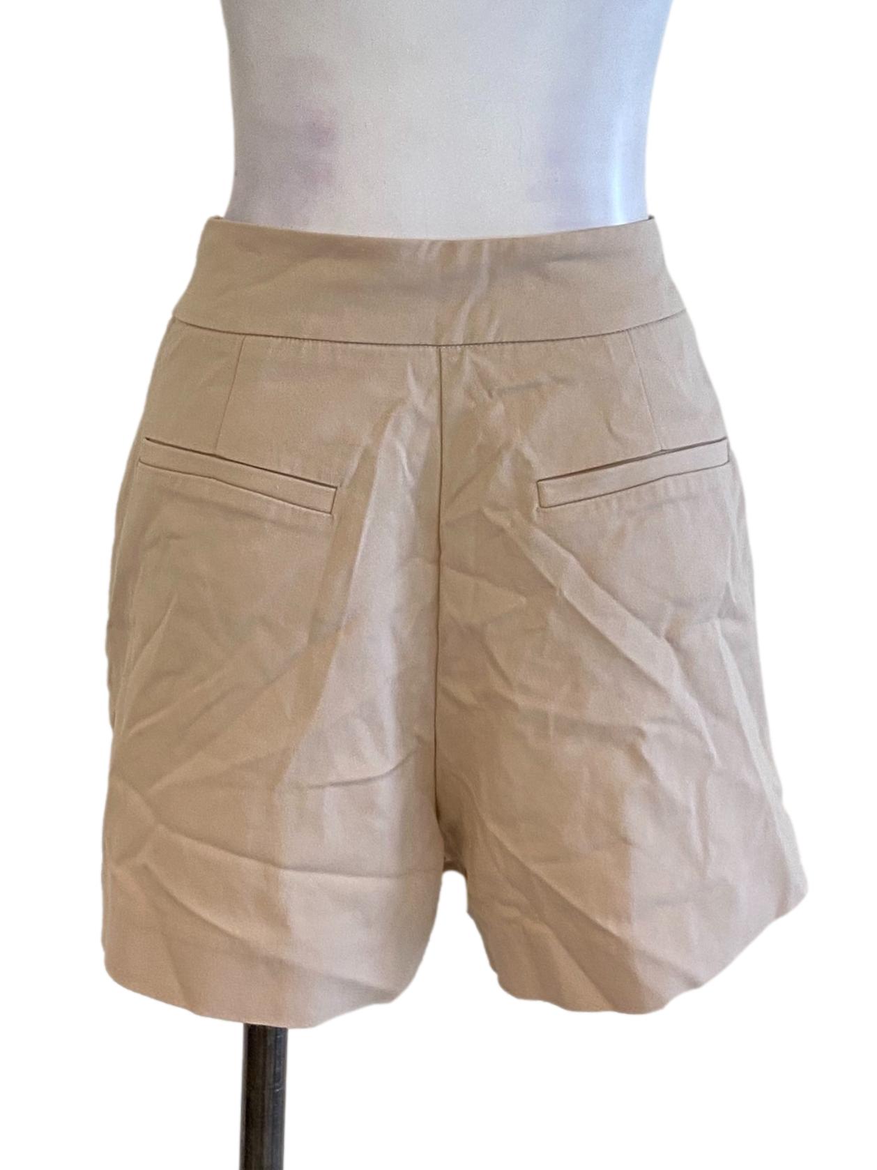 Beige Brown Plain Side Zipped Shorts