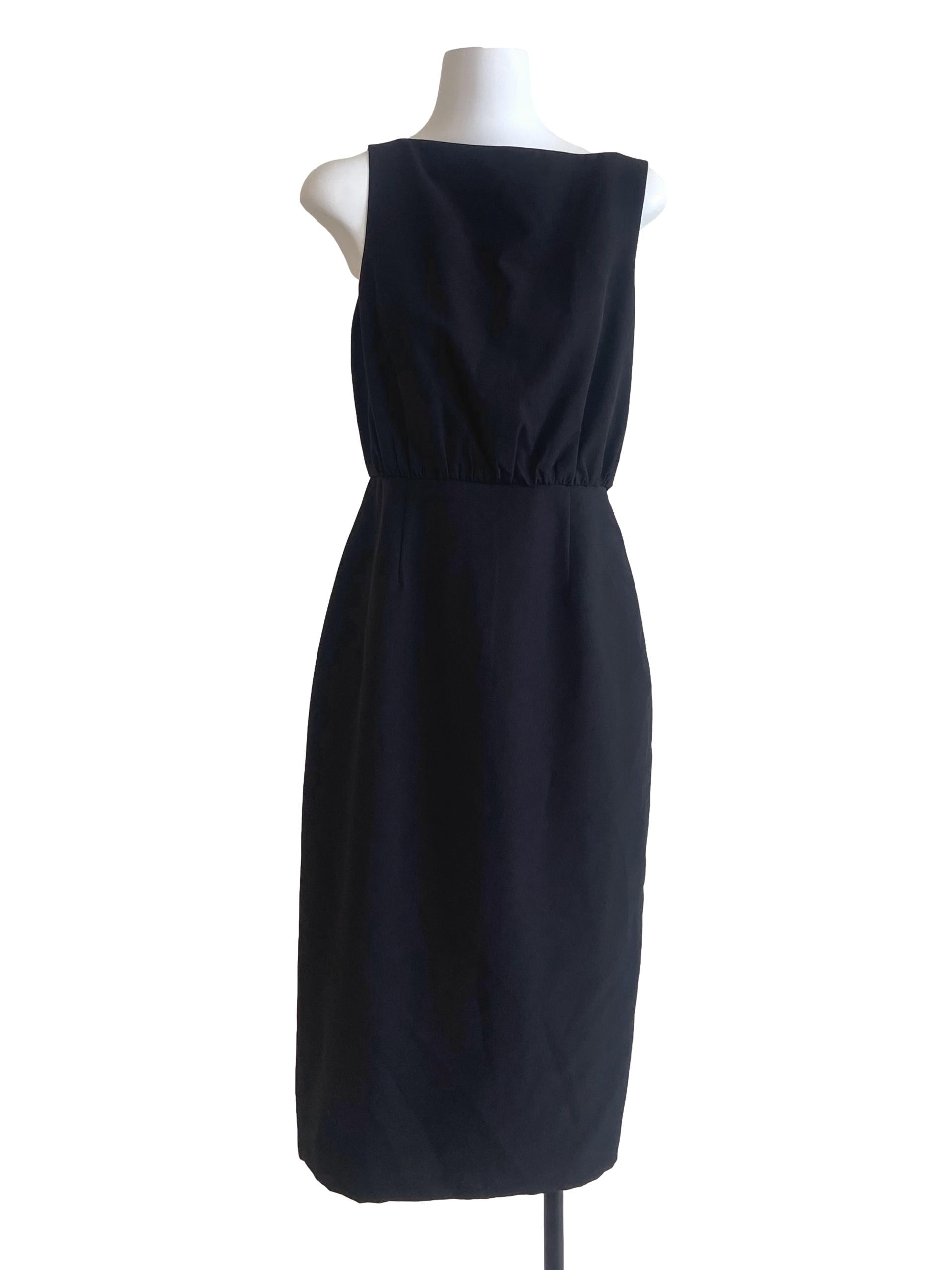 Black Jewel Neck Slit Shift Dress LB