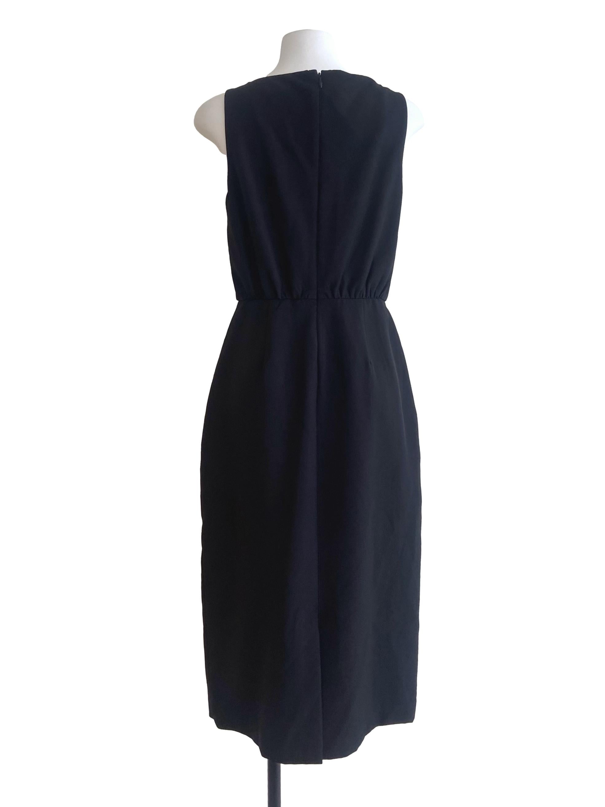 Black Jewel Neck Slit Shift Dress LB