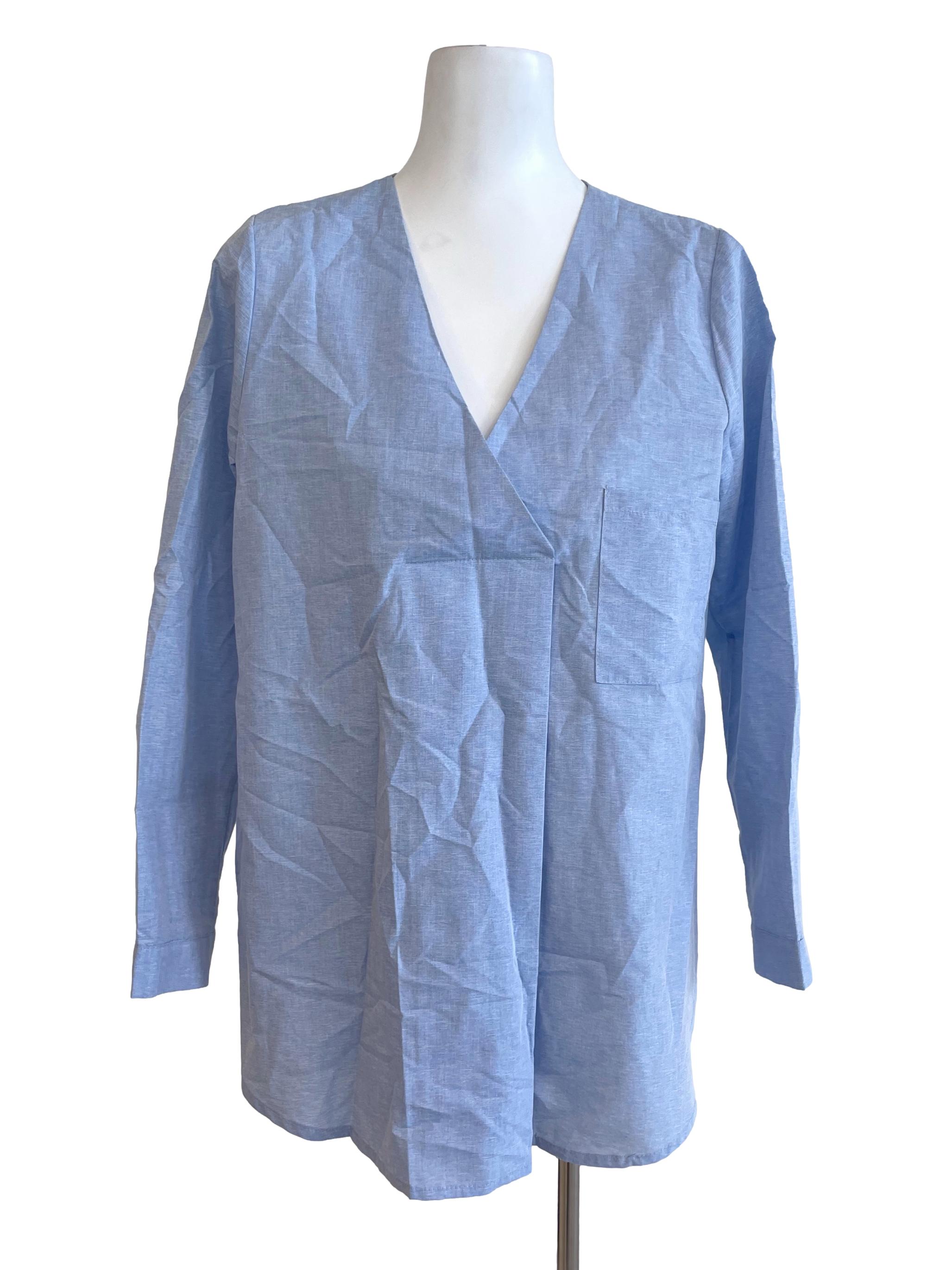 Slate Blue Texture Wrap Shirts TEM