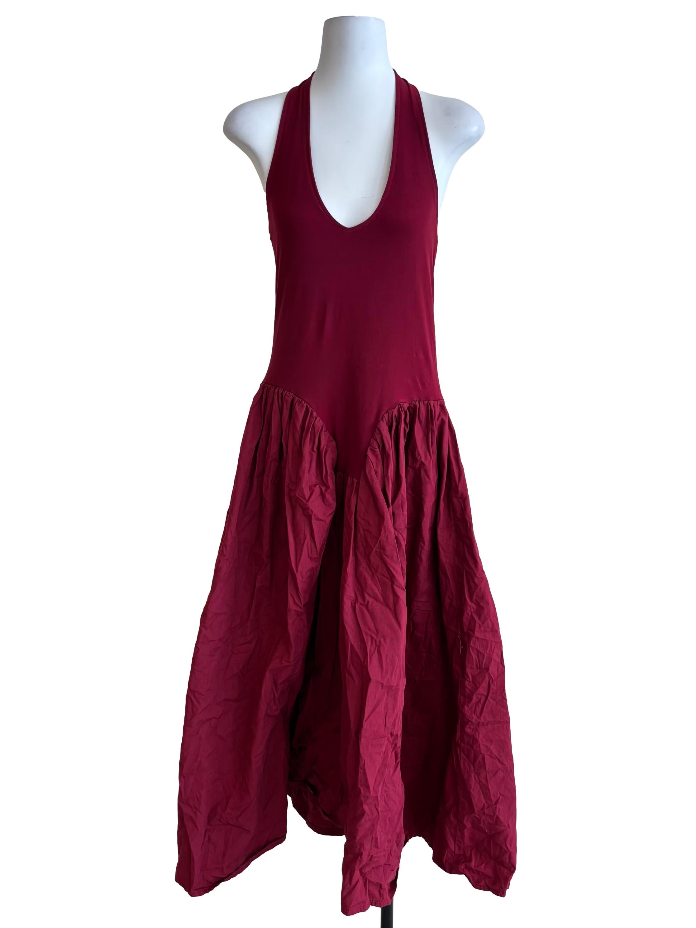 Maroon Halter Flare Dress